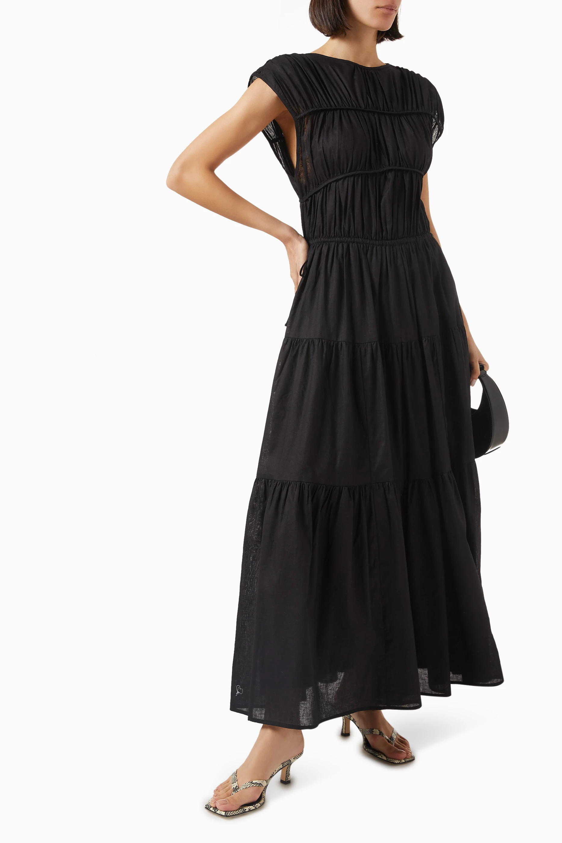 Buy DISSH Black Flynn Tiered Dress in Linen For Women Online | Ounass Saudi