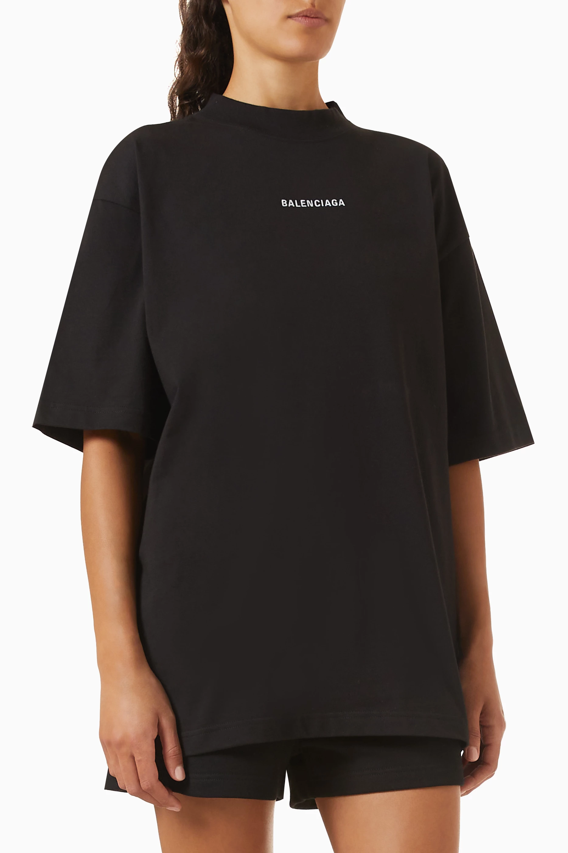Buy Balenciaga Black Unisex Medium-fit Logo T-shirt in Jersey For