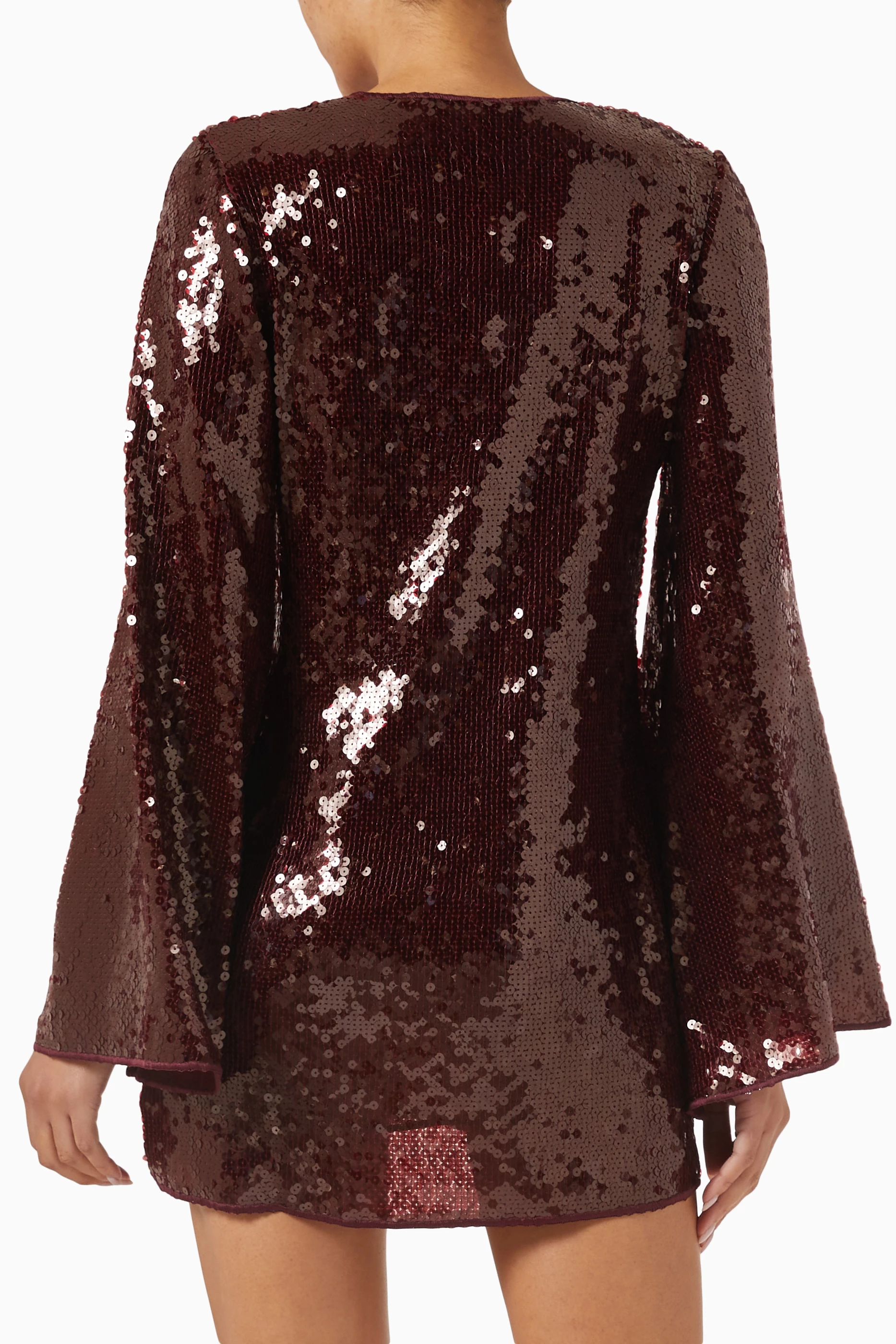 ワンピース OSEREE MARYLIN KAFTAN MINI DRESS IN SEQUINNED TULLE Buy Oseree Red Marylin Sequined-embellished Mini O-Kaftan