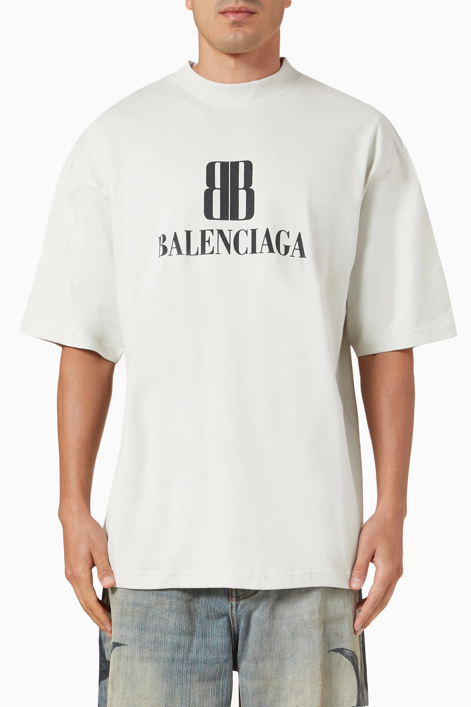 Buy Balenciaga White Nano BB Medium-fit T-shirt in Jersey