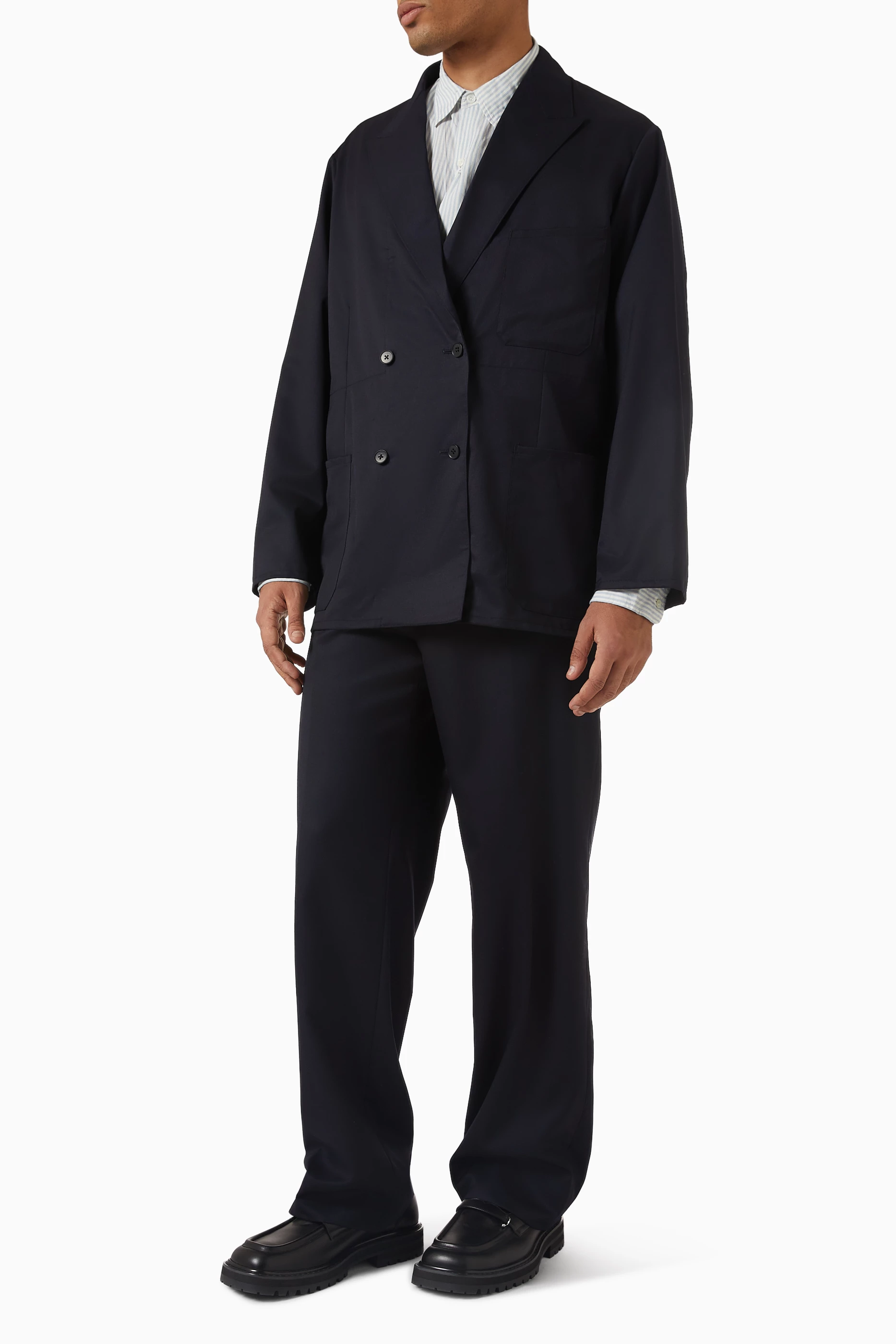 Buy Kaptain Sunshine Blue Take Easy Double-breasted Jacket in Wool