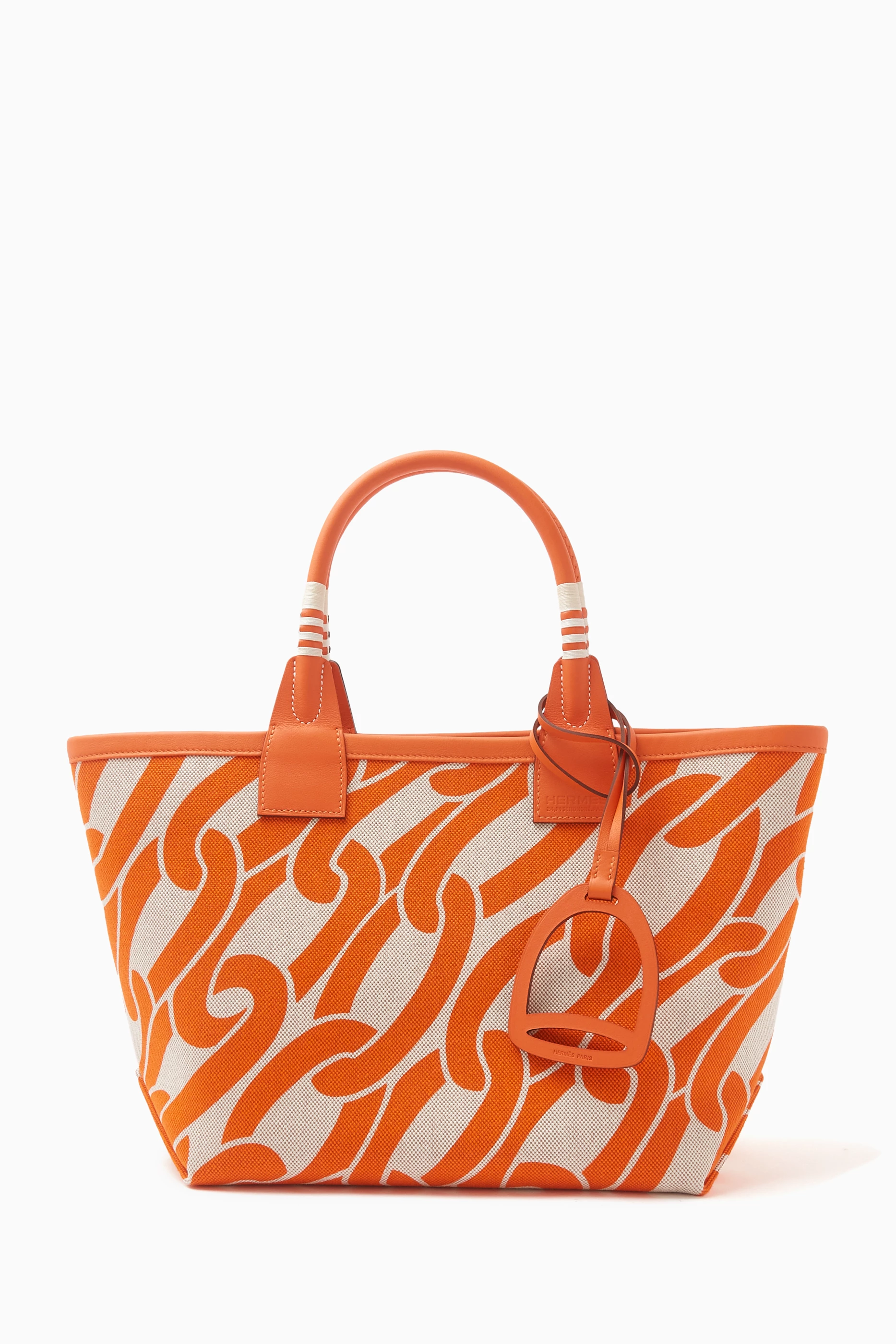 Buy Hermès Pre-Loved Orange Steeple 25 Bag in Swift Toile Canvas