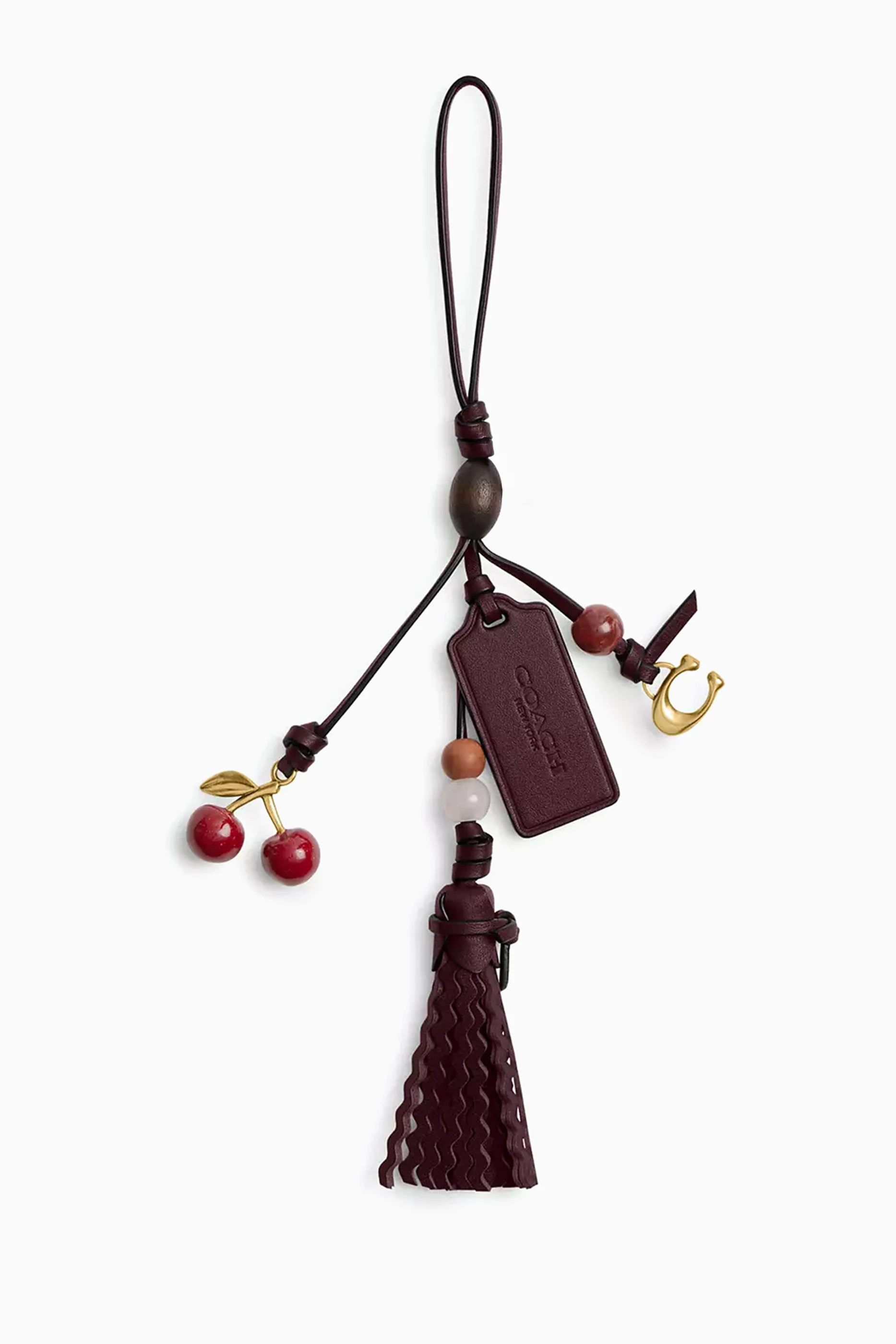 Buy Coach Burgundy Cherry Heritage Bag Charm in Leather For Women 