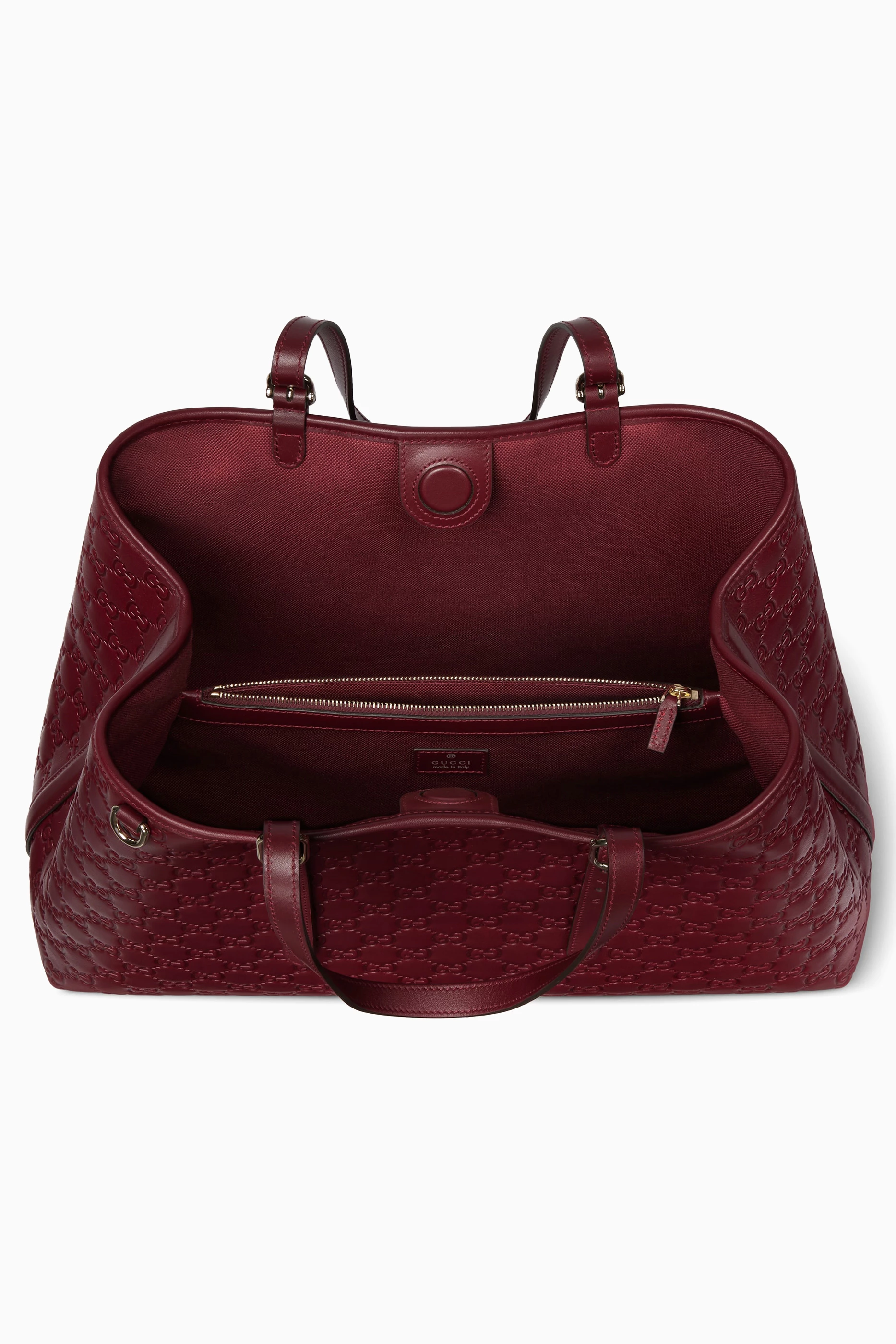 Buy Gucci Burgundy Large GG Emblem Tote Bag in Leather For Women