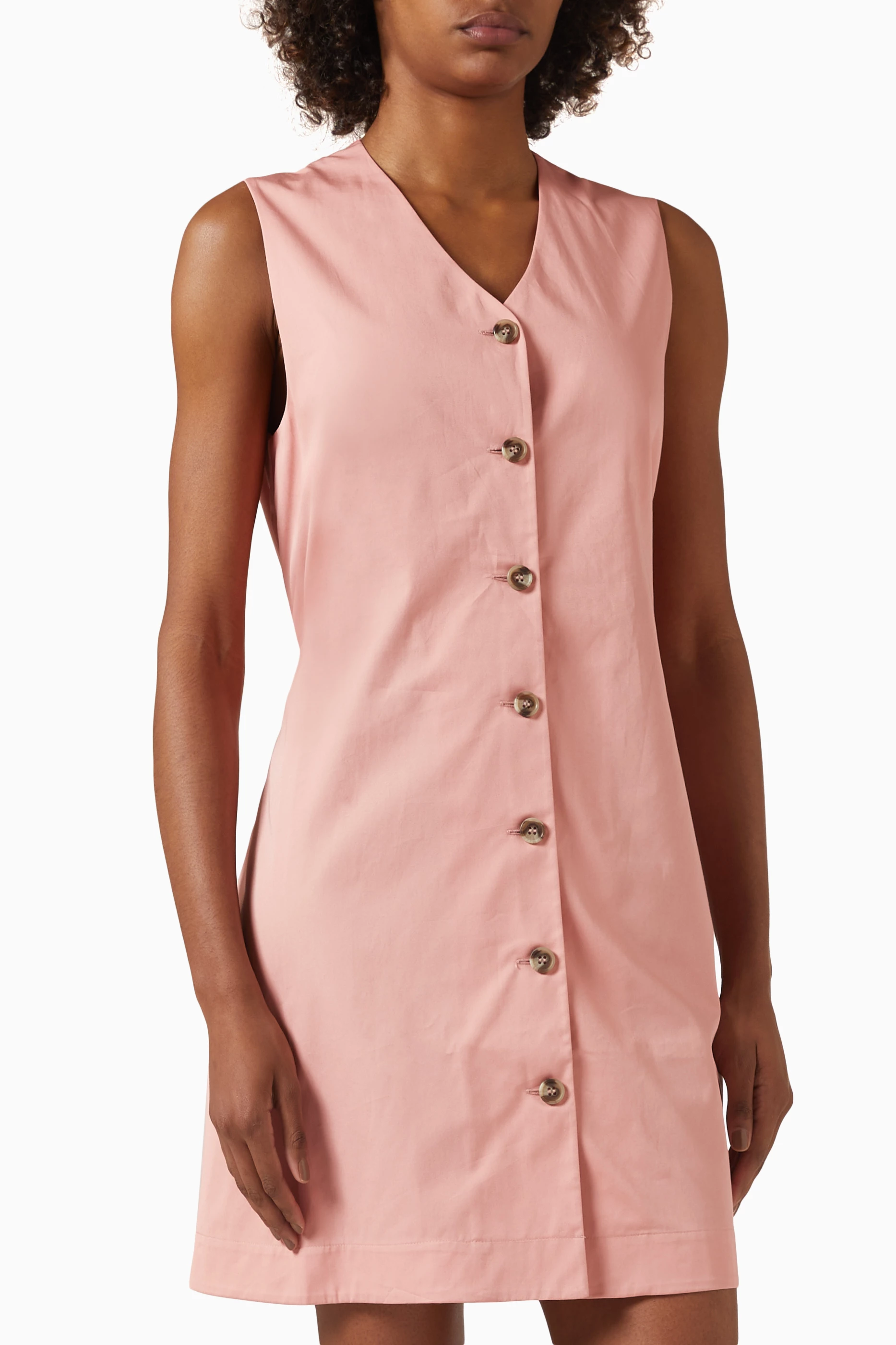 Buy COS Pink Buttoned Mini Dress in Pima Cotton For Women Online | Ounass  Saudi