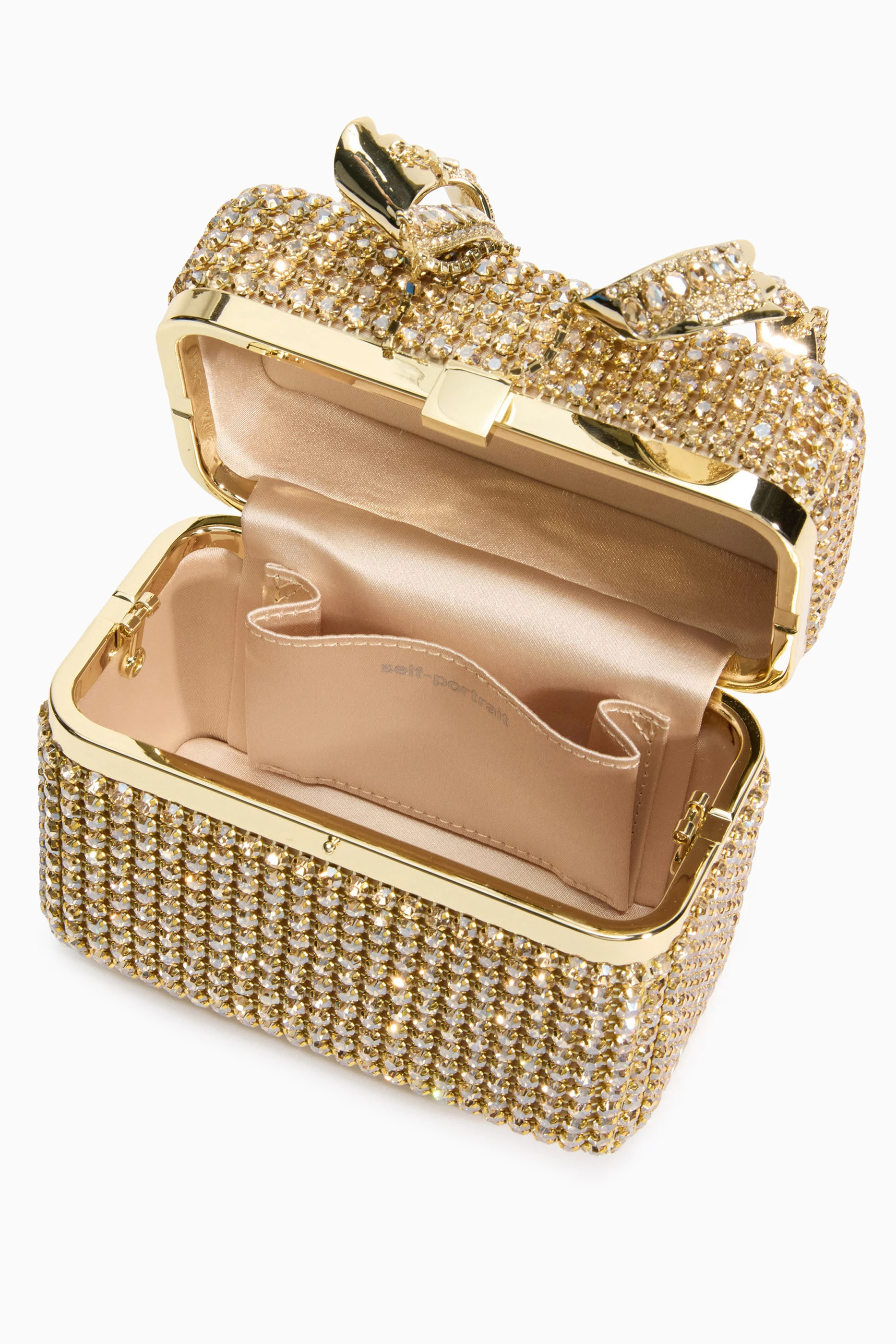 Buy Self-Portrait Gold Crystal Vanity Case Bag For Women Online