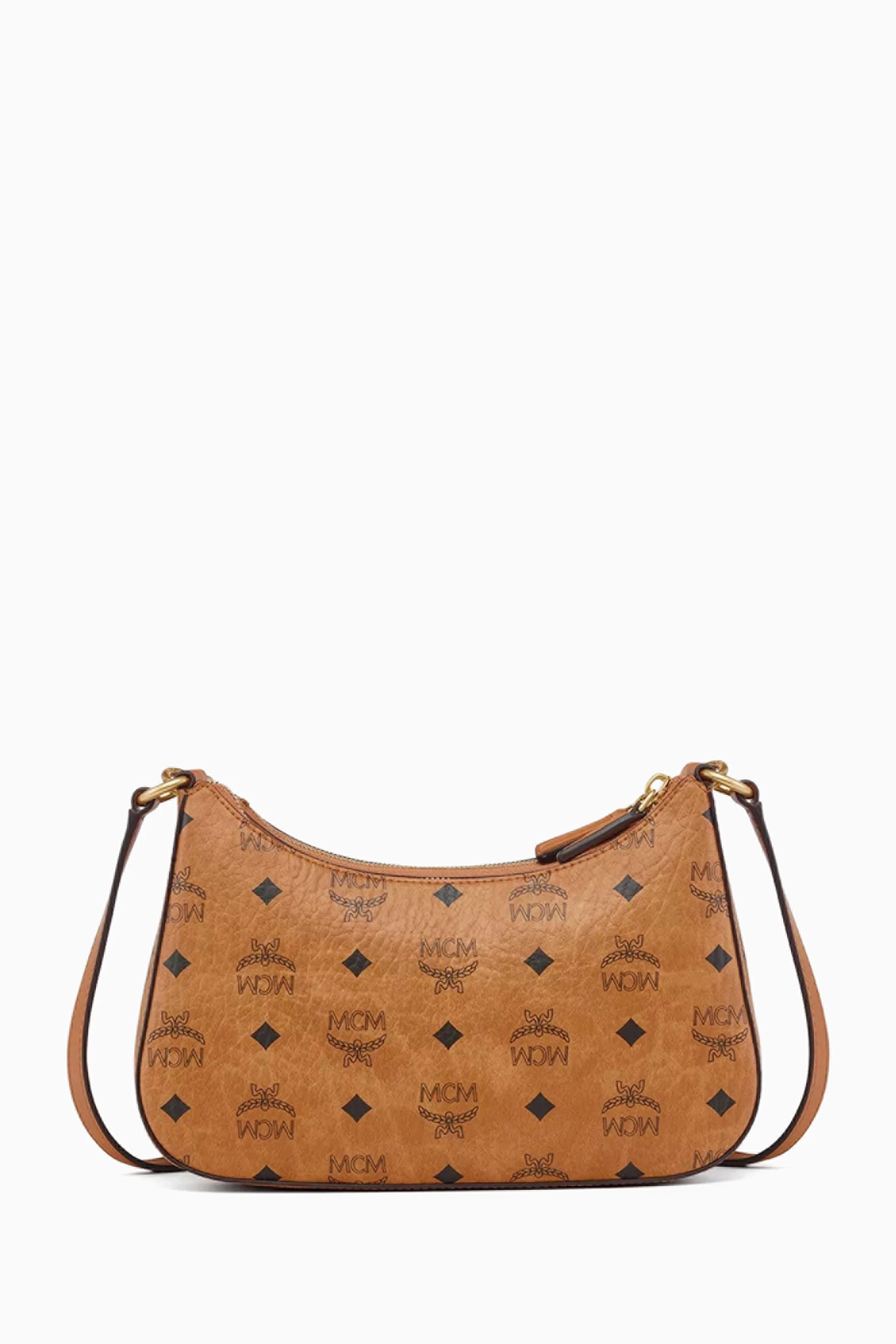 Buy MCM Brown Small Aren Duo Shoulder Bag in Visetos Canvas