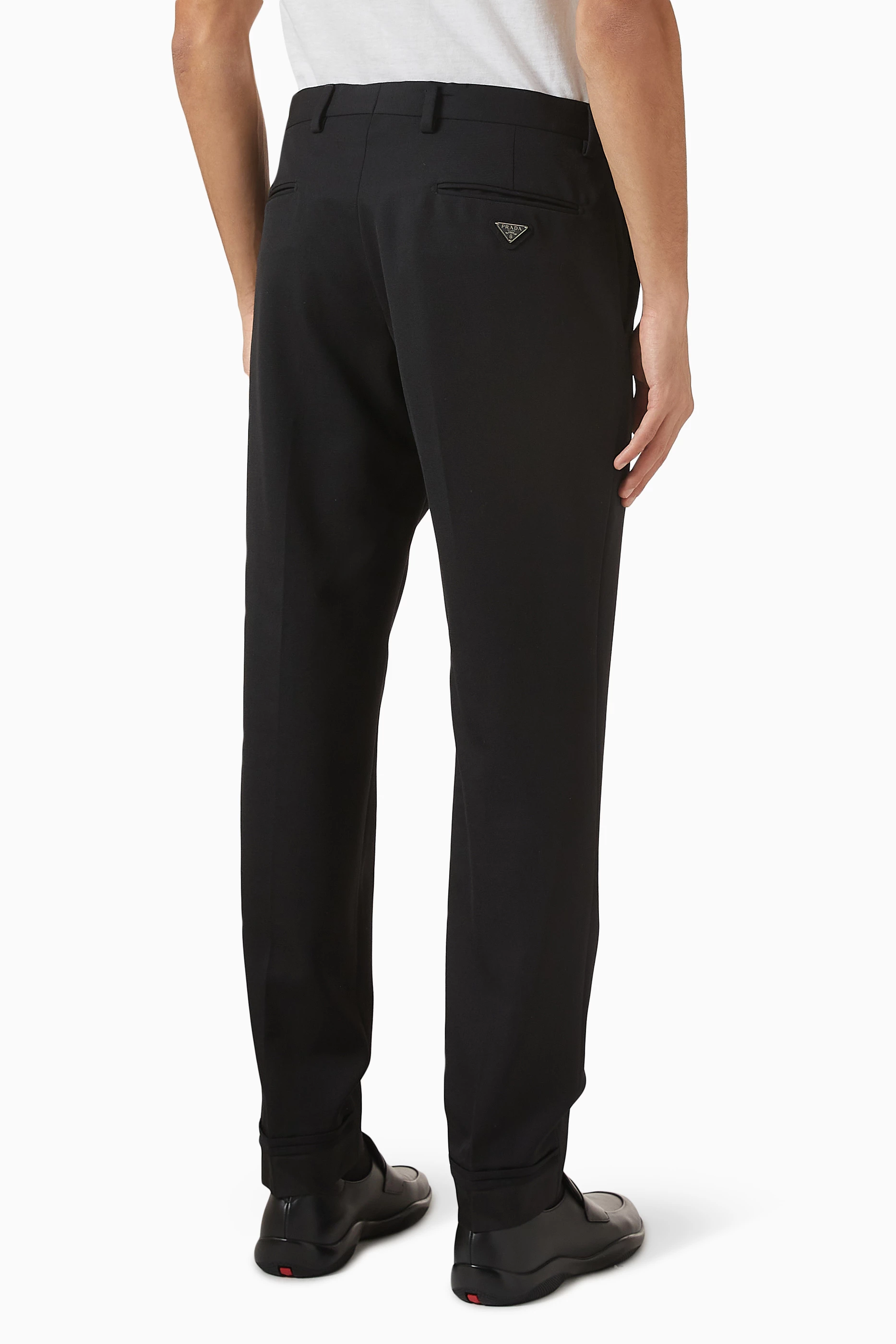 Buy Prada Black Slim-fit Pants in Virgin Wool For Men Online