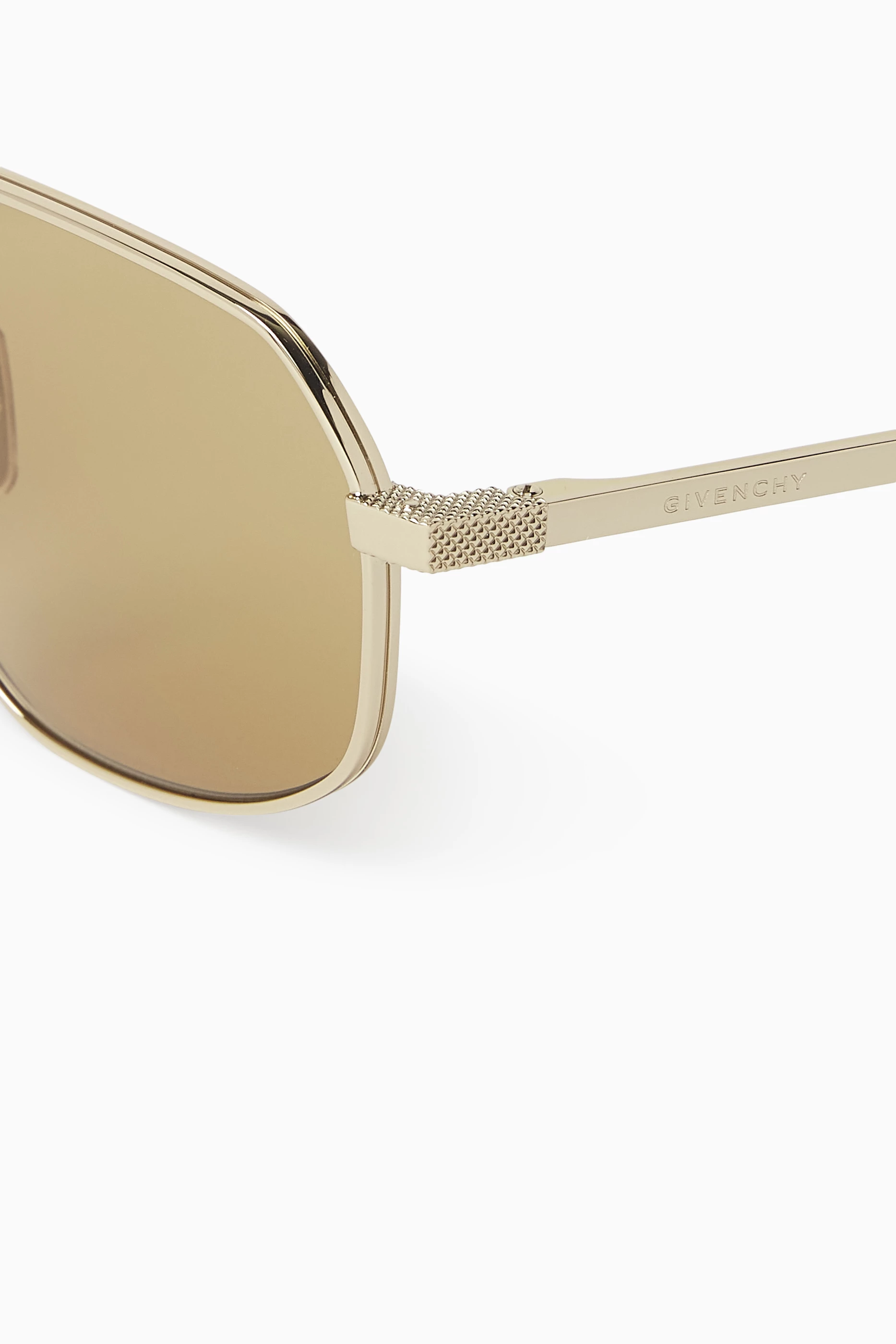 Buy Givenchy Eyewear Gold GV One Aviator Sunglasses in Metal  display picture 1
