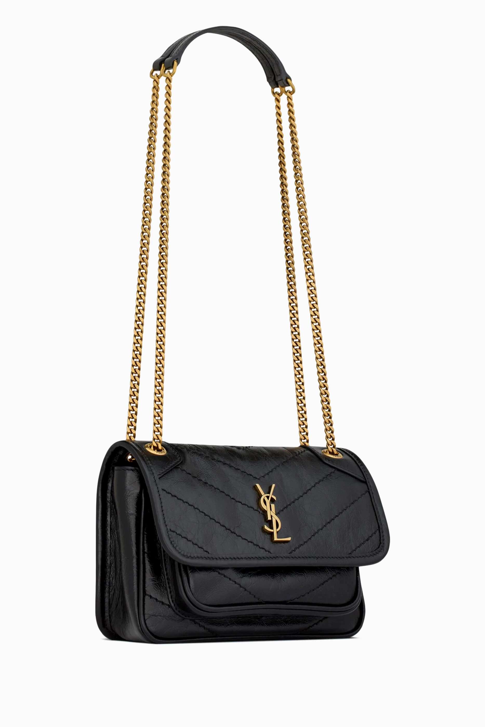 Buy SAINT LAURENT Black Mini Niki Crossbody Bag in Vintage Leather