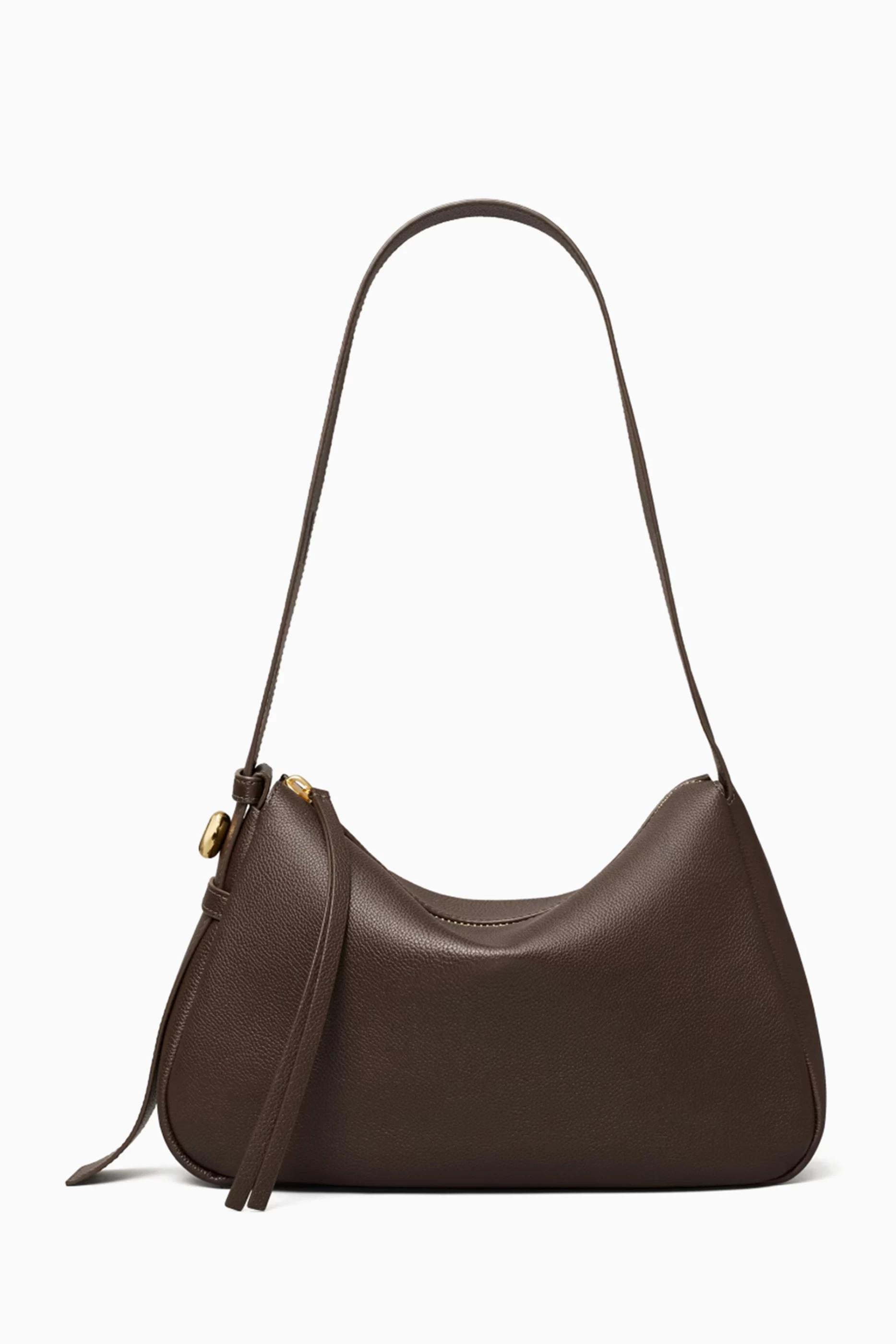 Buy Tory Burch Brown Romy Shoulder Bag in Pebbled Leather For