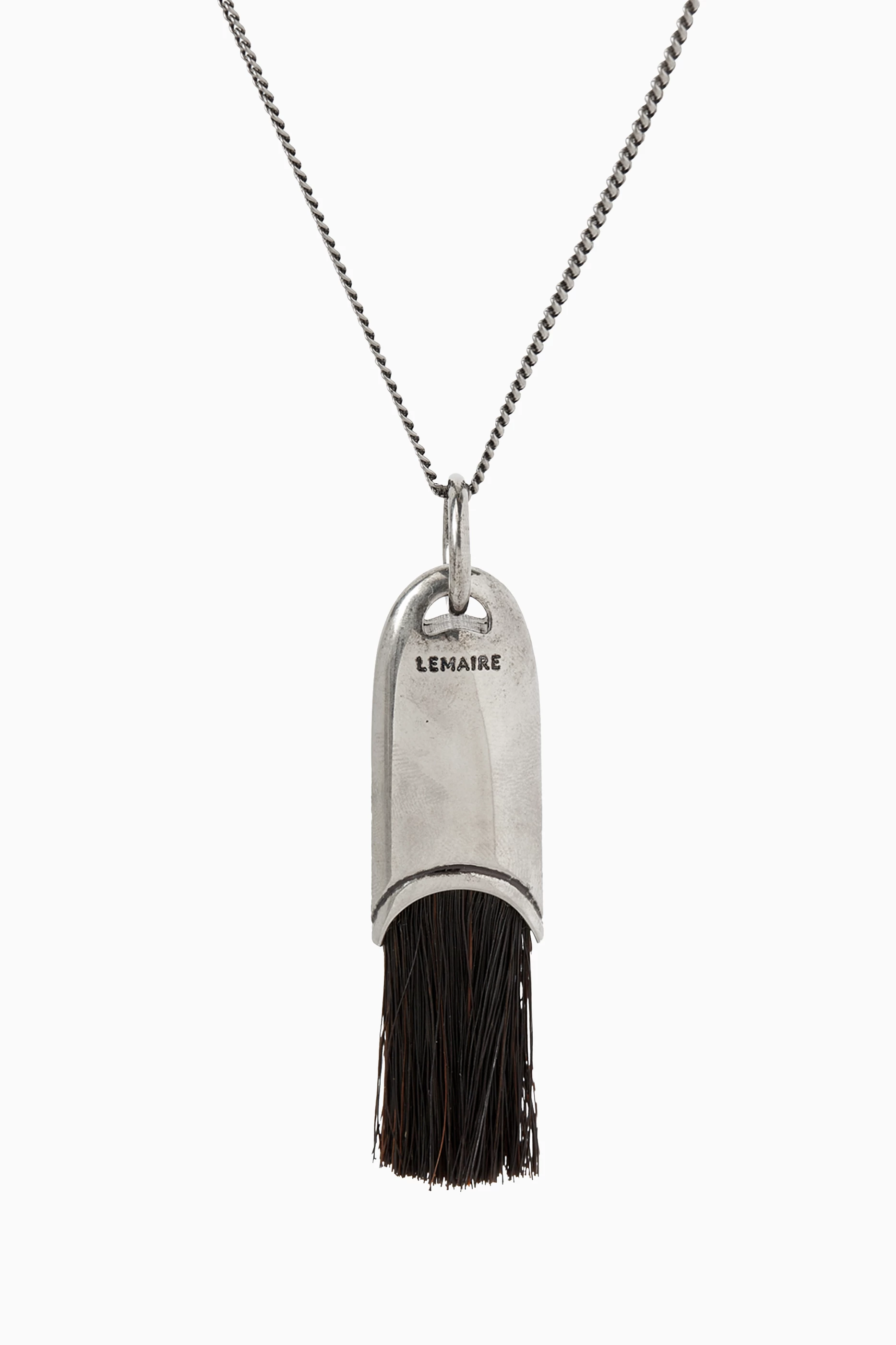 Buy Lemaire Grey Personal Brush Necklace in Silver-plated