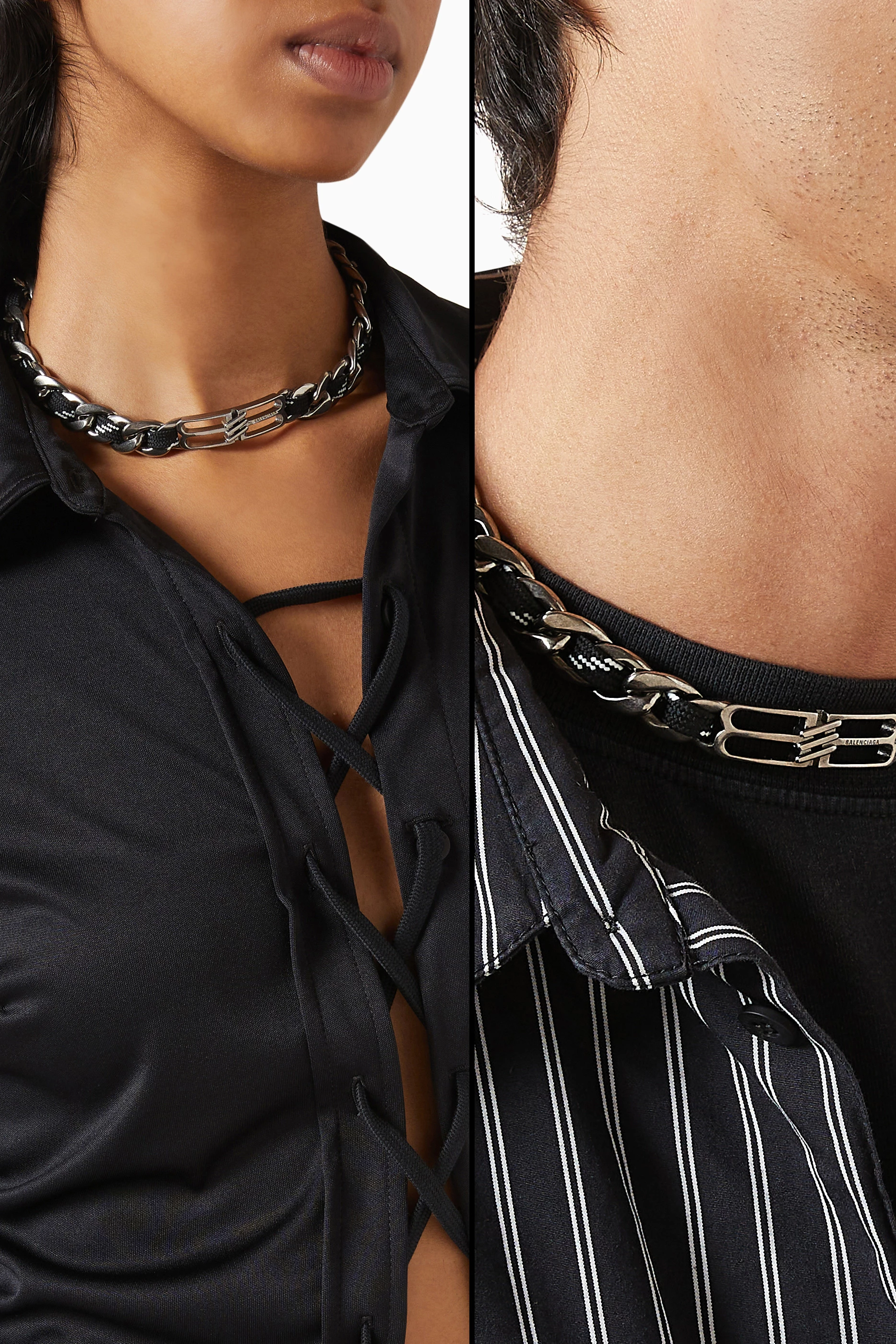 Buy Balenciaga Black BB Icon Lace Choker For UNISEX Online 