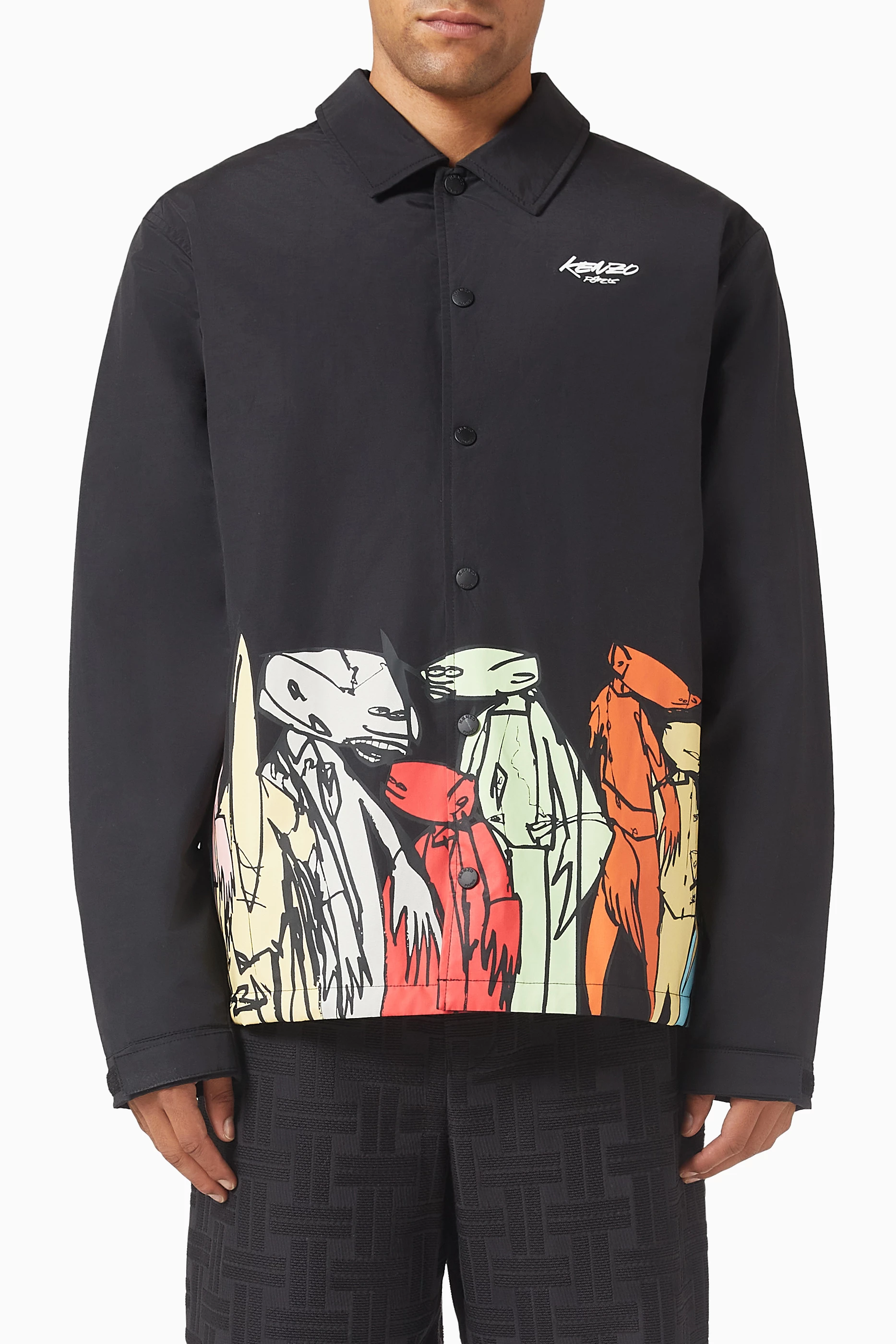 kenzou！ Buy KENZO Black x Futura 2000 Padded Coach Jacket For Men Online