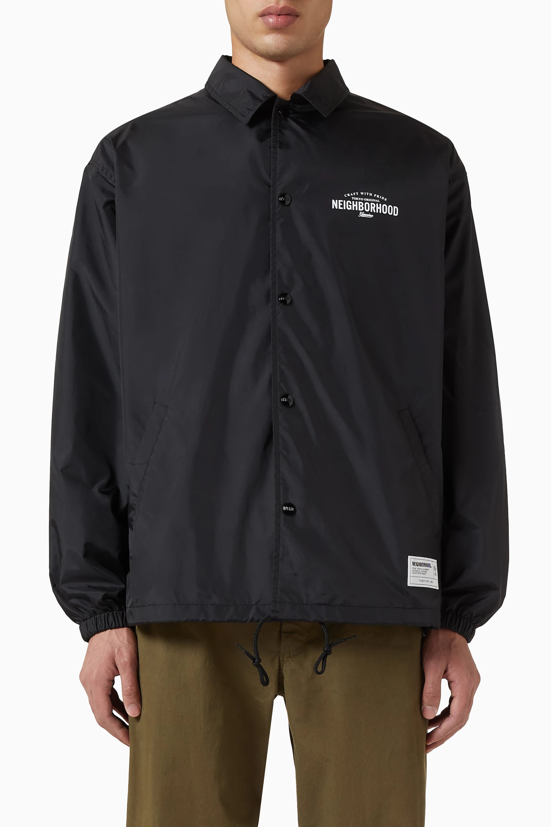 Buy Neighborhood Black Windbreaker Jacket-1 in Taffeta For Men