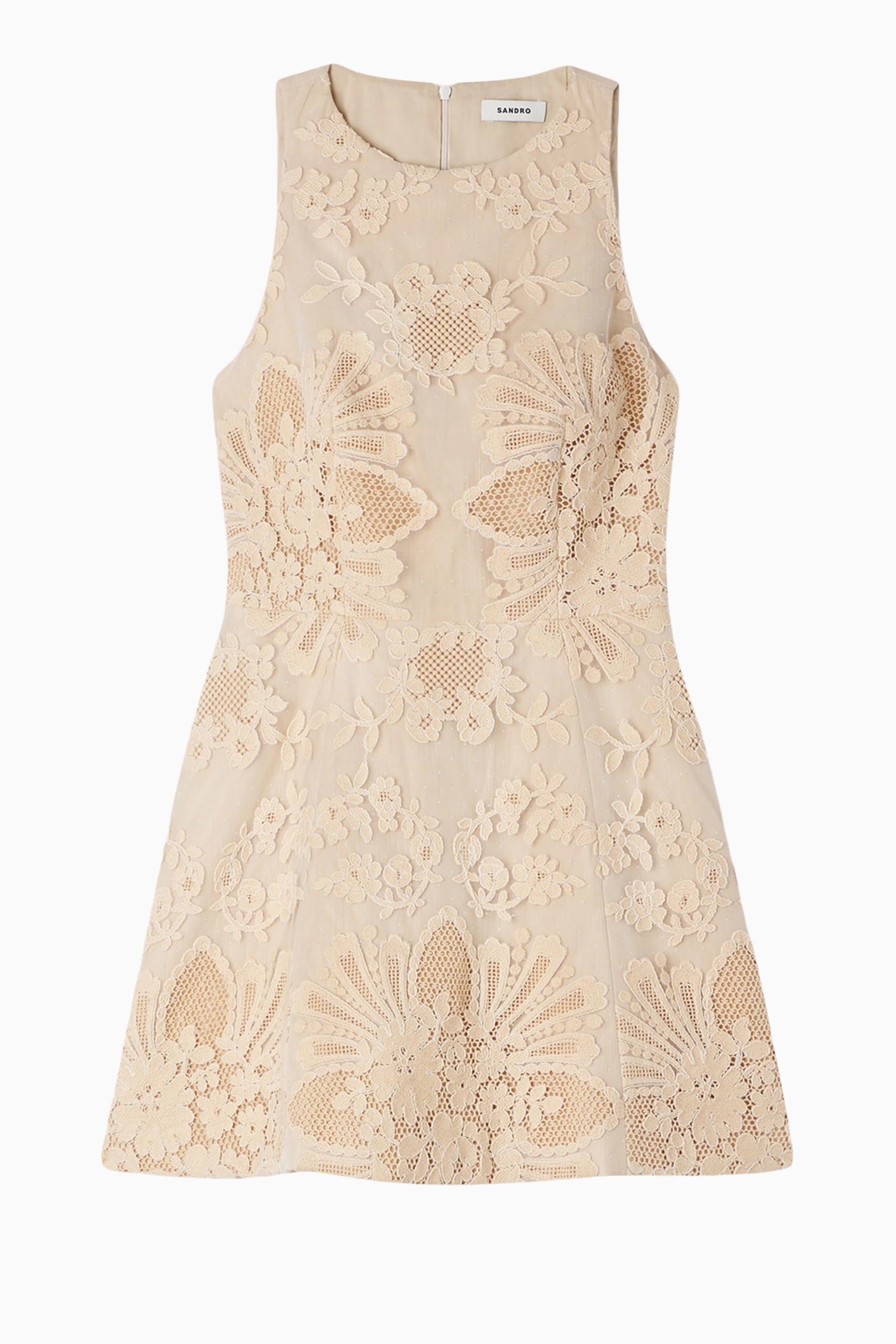 Buy SANDRO Neutral Guipure Lace Dress in Cotton For Women Online | Ounass  Saudi