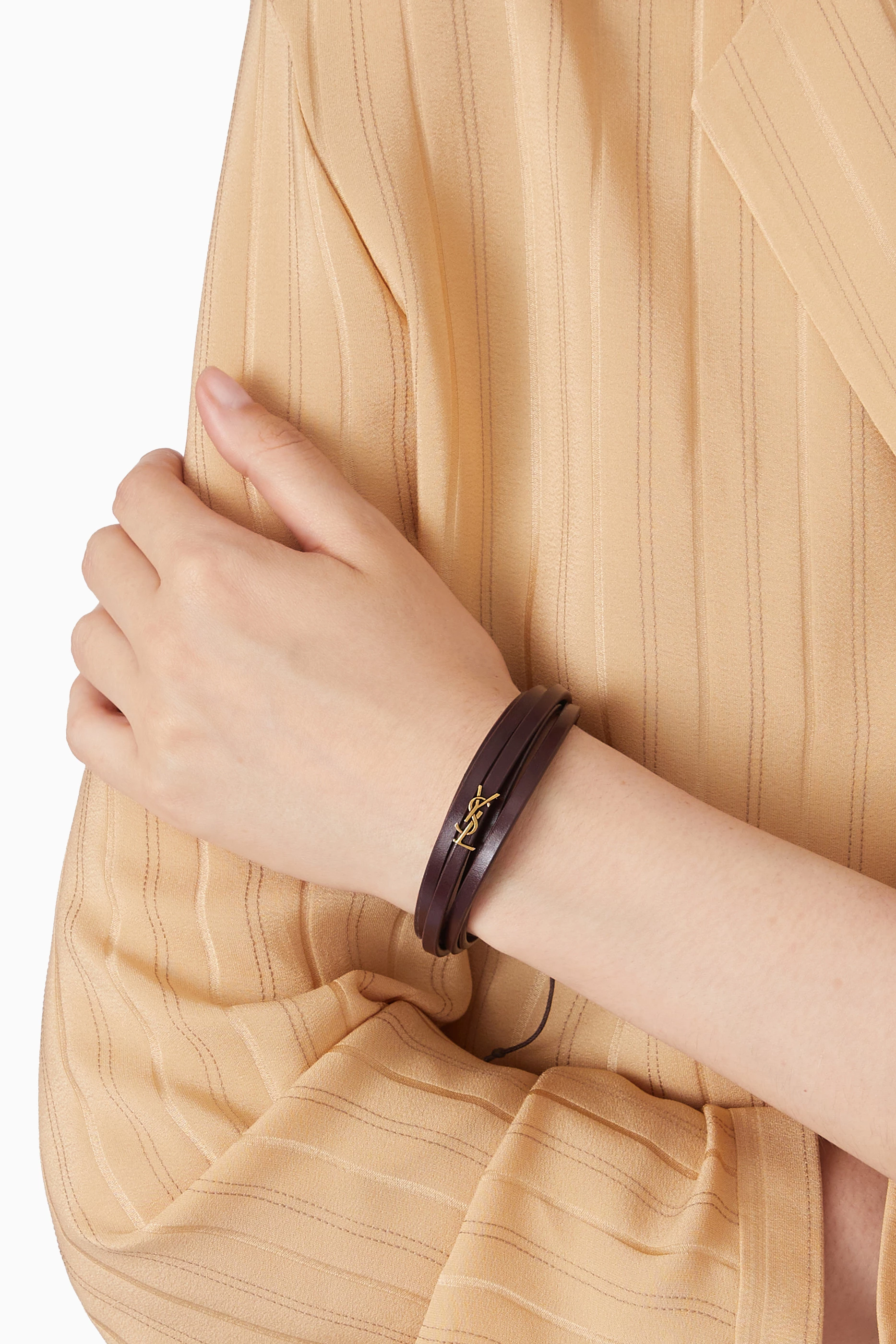 Buy SAINT LAURENT Burgundy Cassandre Multi-strand Bracelet in