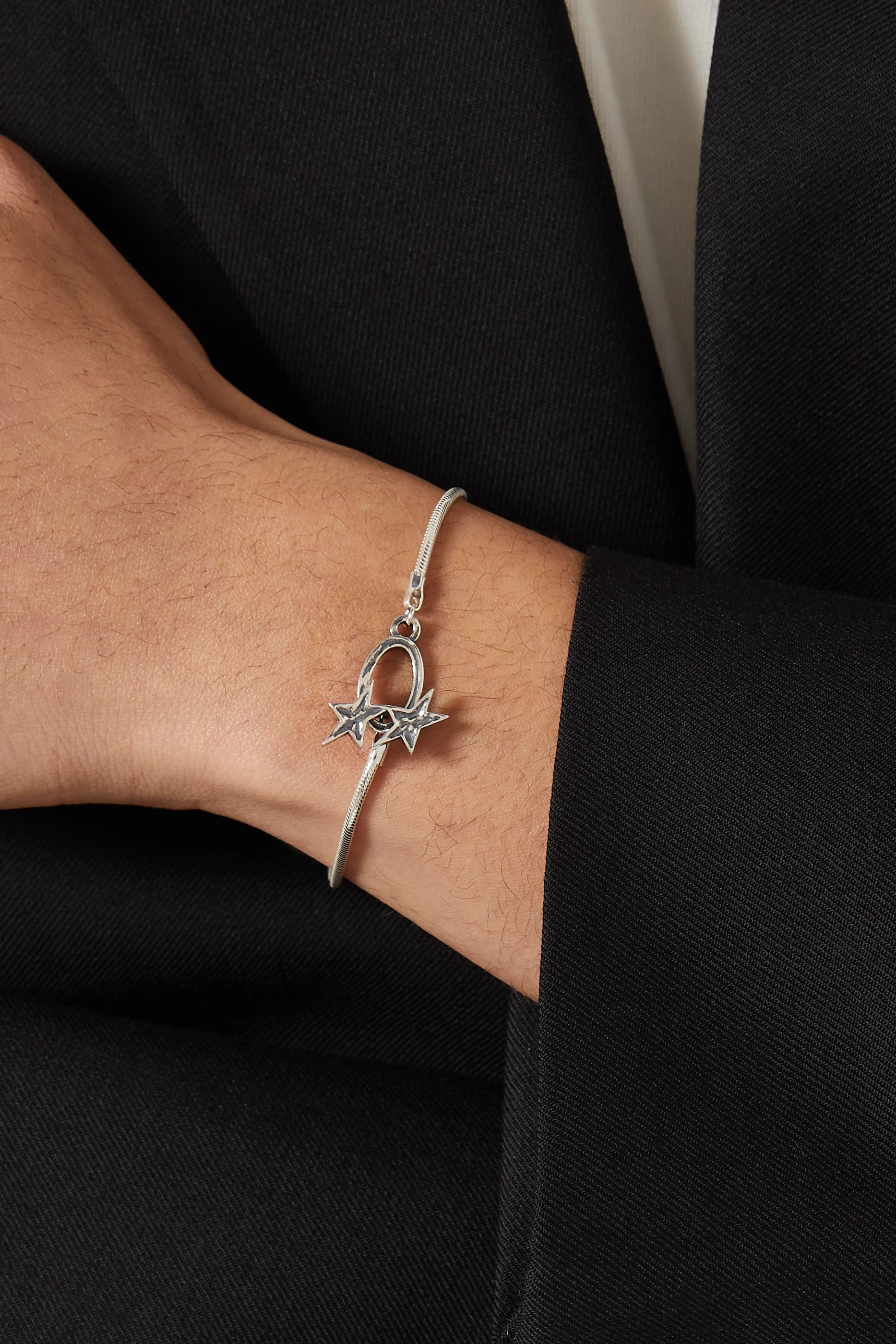 Buy TwoJeys Grey Icon Clasp Bracelet in Sterling Silver For Men