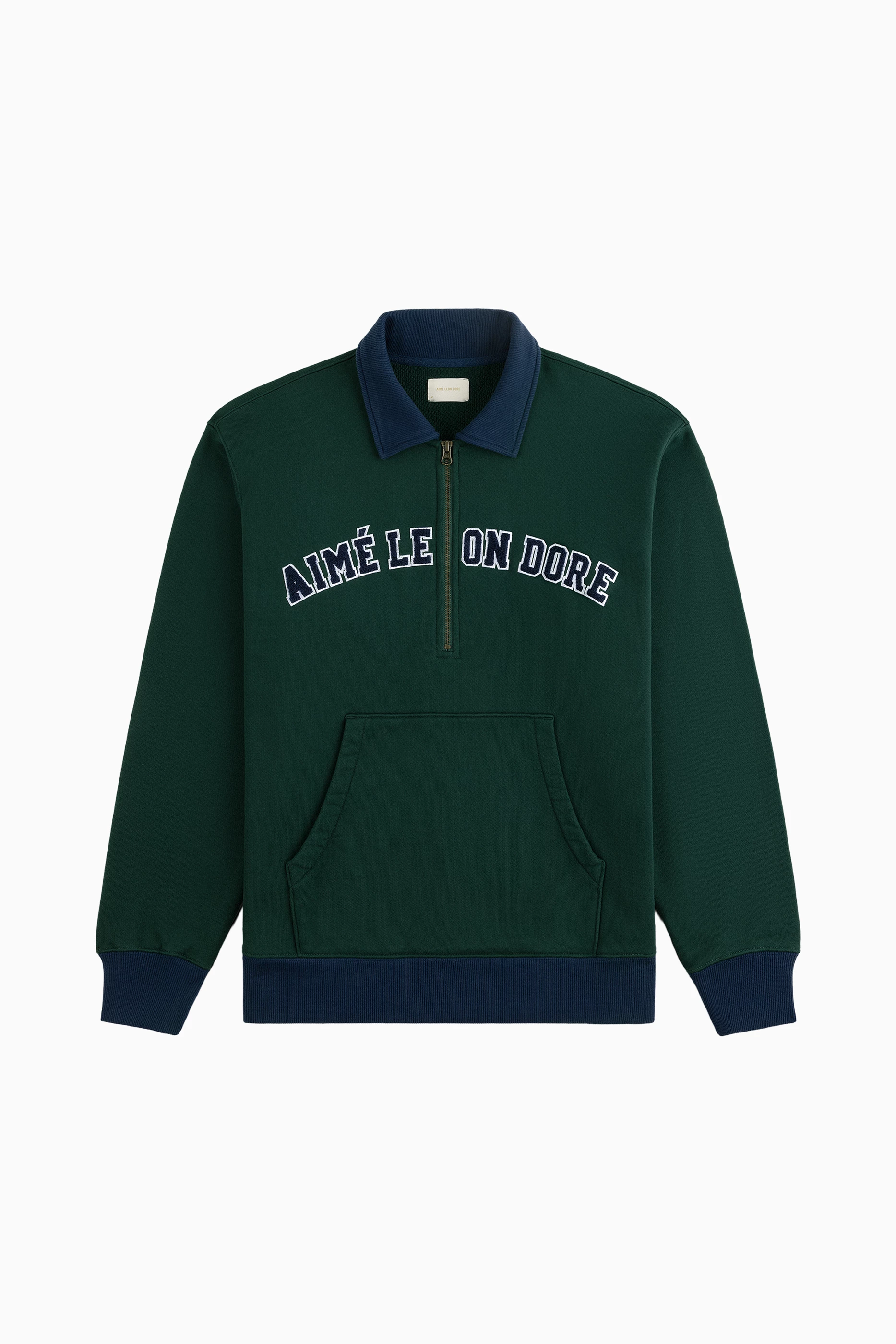 Buy Aimé Leon Dore Green Collegiate Quarter Zip Pullover For Men