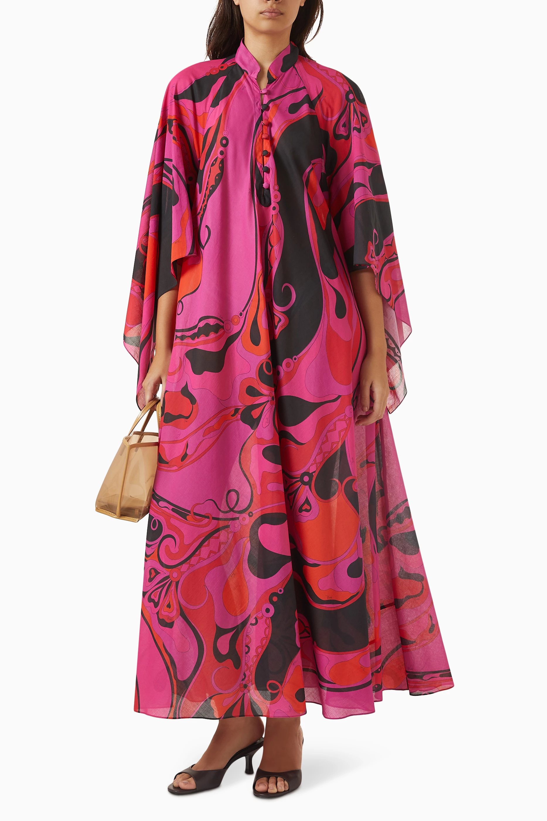Buy Pucci Pink Printed Kaftan in Cotton Muslin For Women Online 