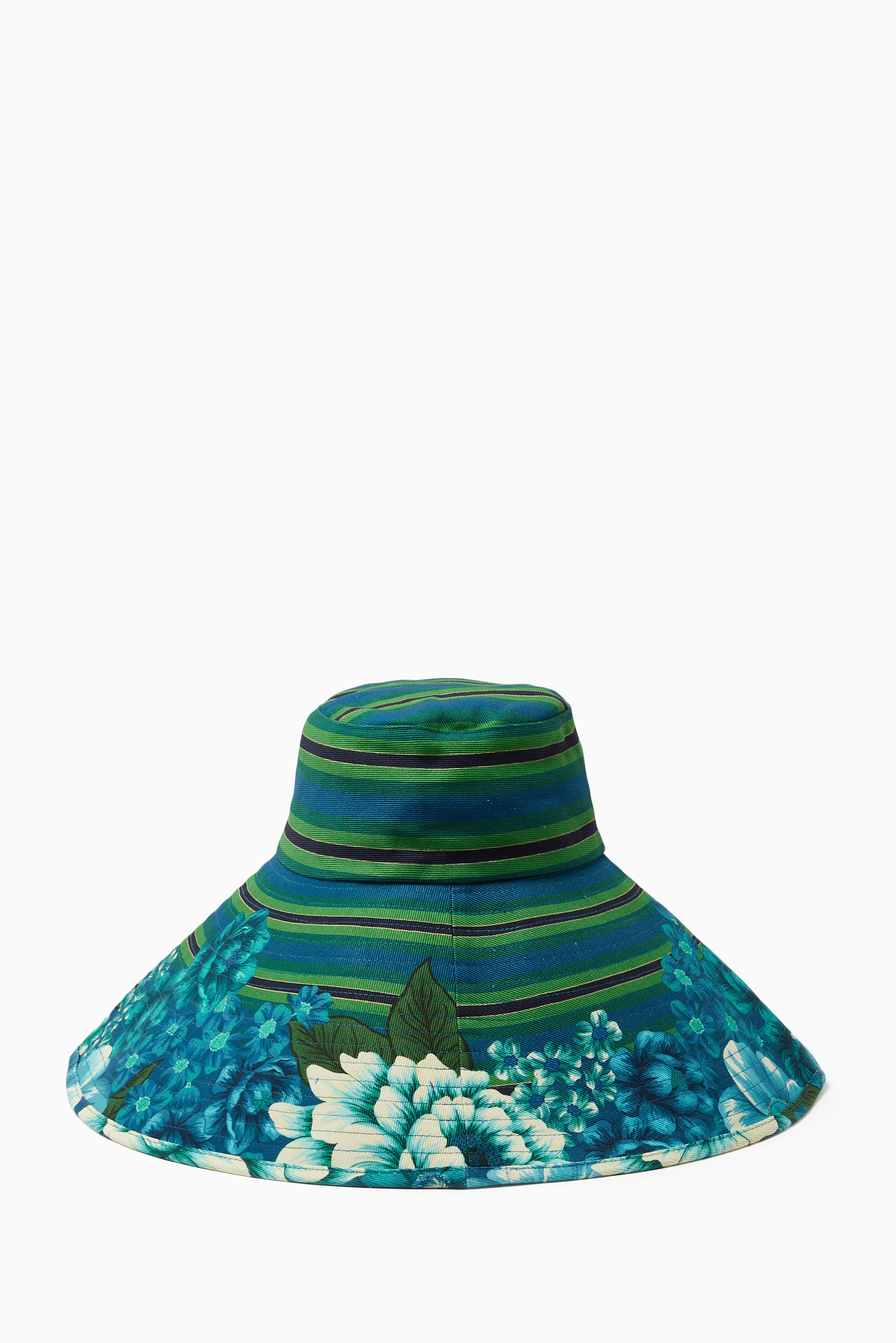 NEW ALEMAIS women\'s margo wide brim hat in blue multi HATS main image 2
