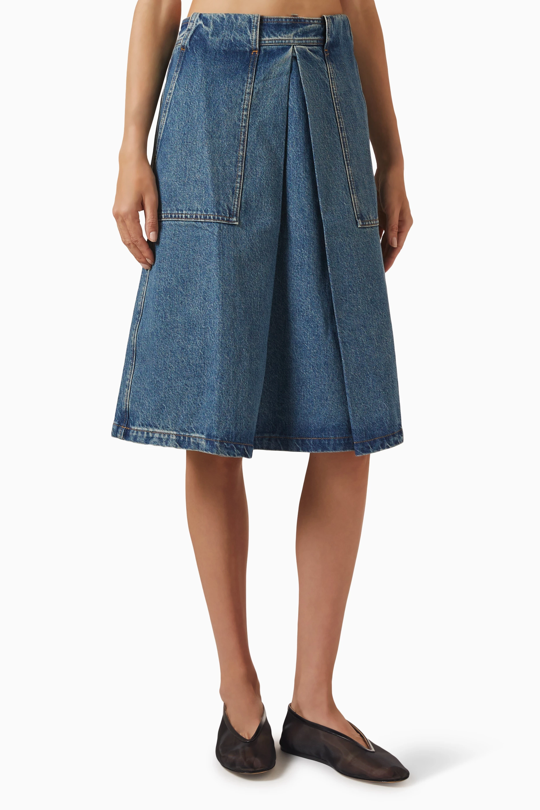 Buy COS Blue A-line Utility Midi Skirt in Denim For Women Online