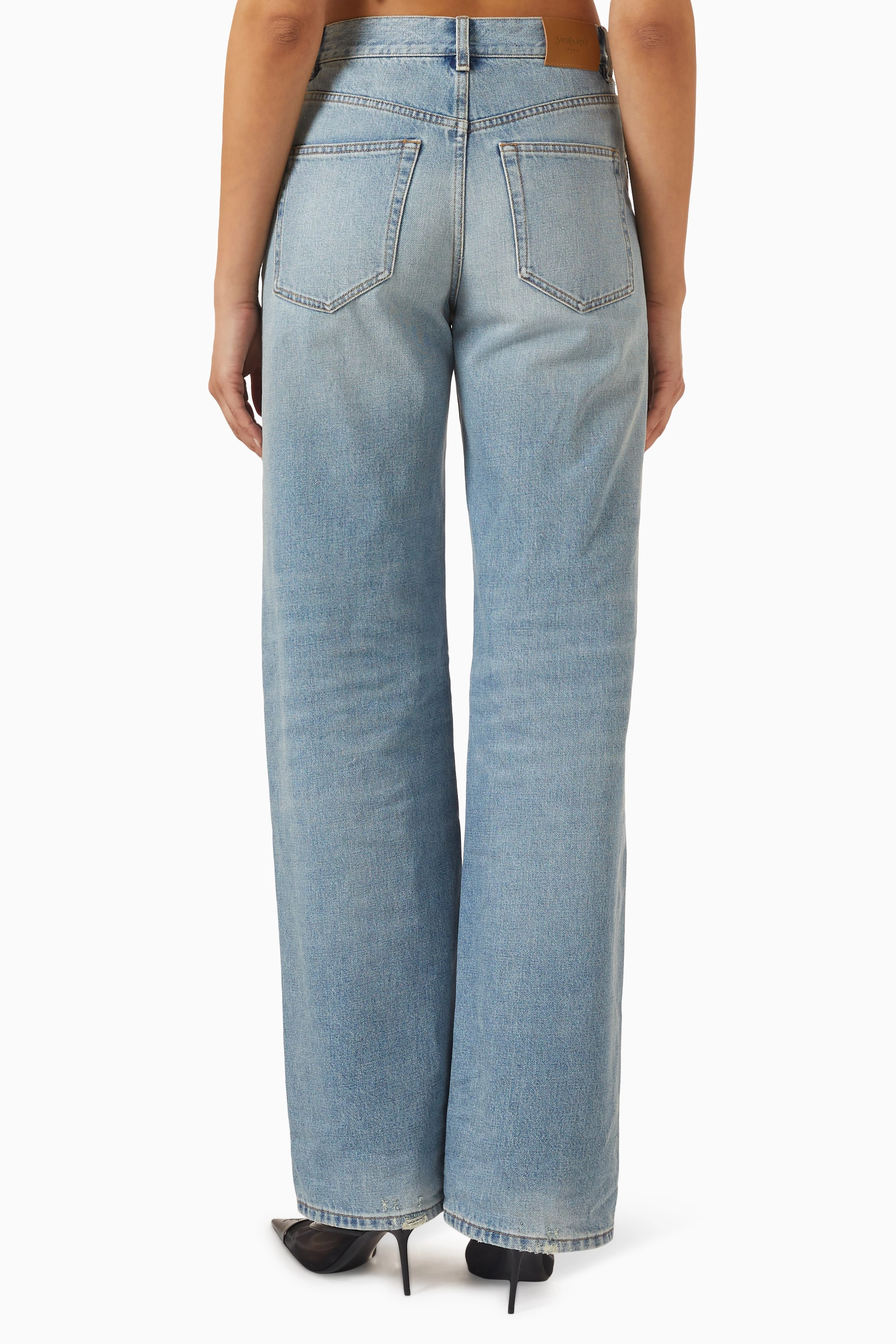 Buy SAINT LAURENT Blue Neo 90's Baggy Jeans in Denim For Women