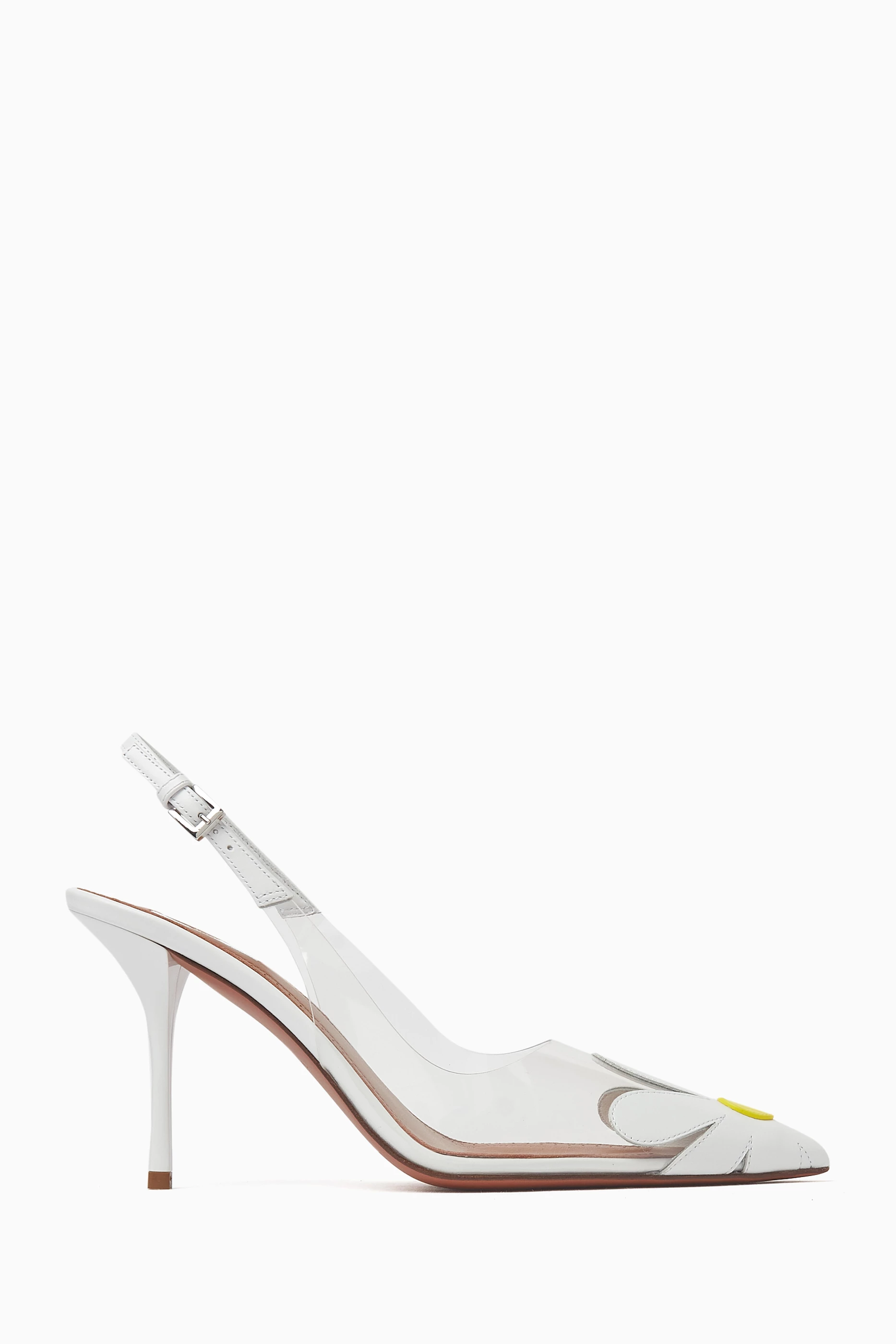 Buy Alaïa White Bloom Slingback 90 Pumps in Nappa Leather For