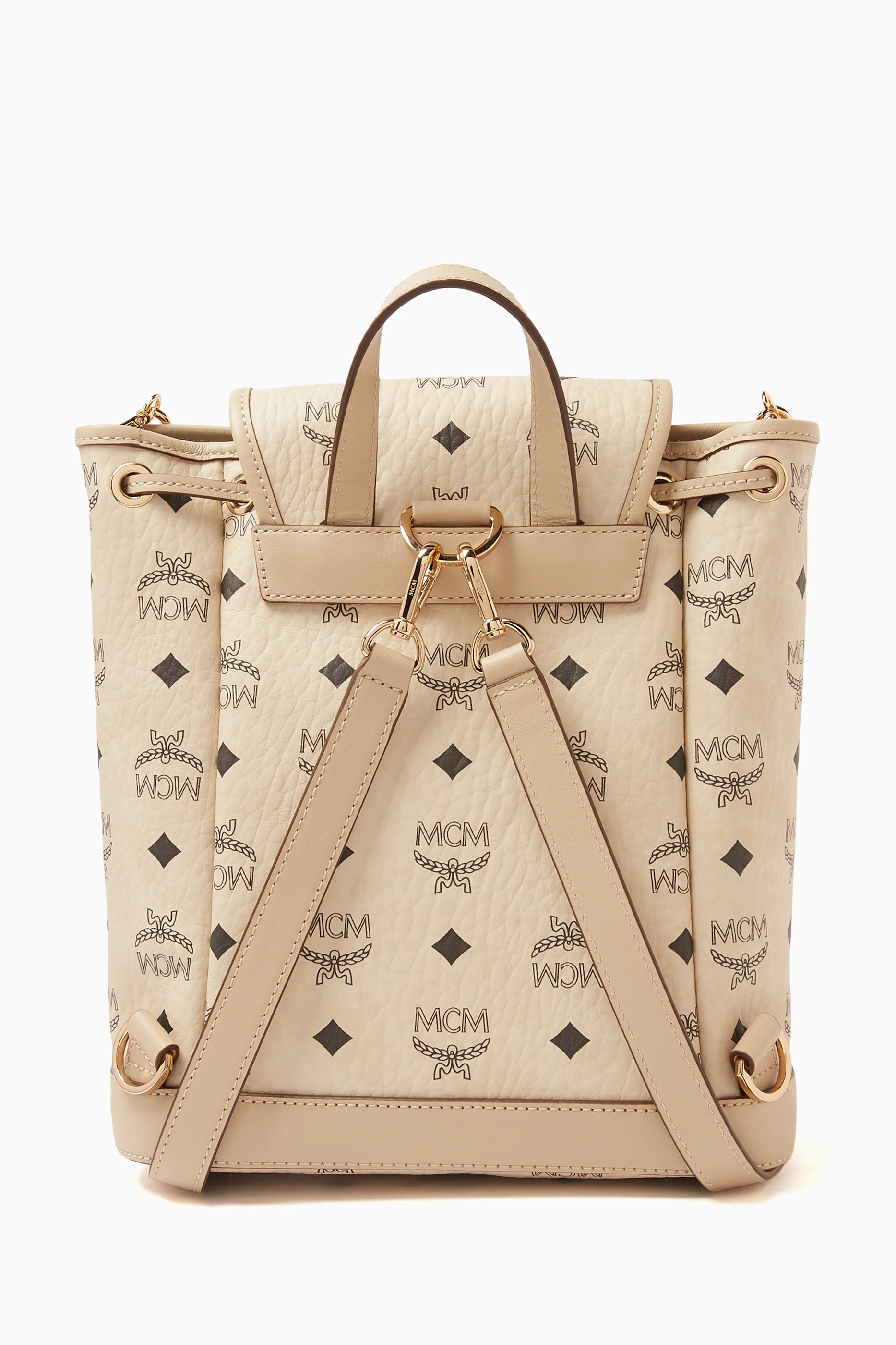 Buy MCM Neutral Mini Aren Backpack in Visetos For Women  display picture 2
