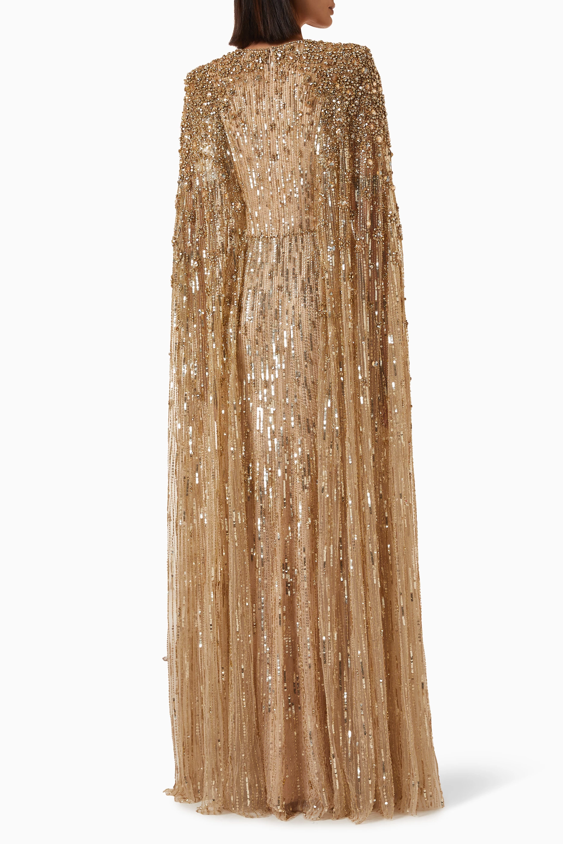 jenny packham gold dress with cape Buy Beaded Embellished Gown For Women Online jenny packham kate middleton yellow dress