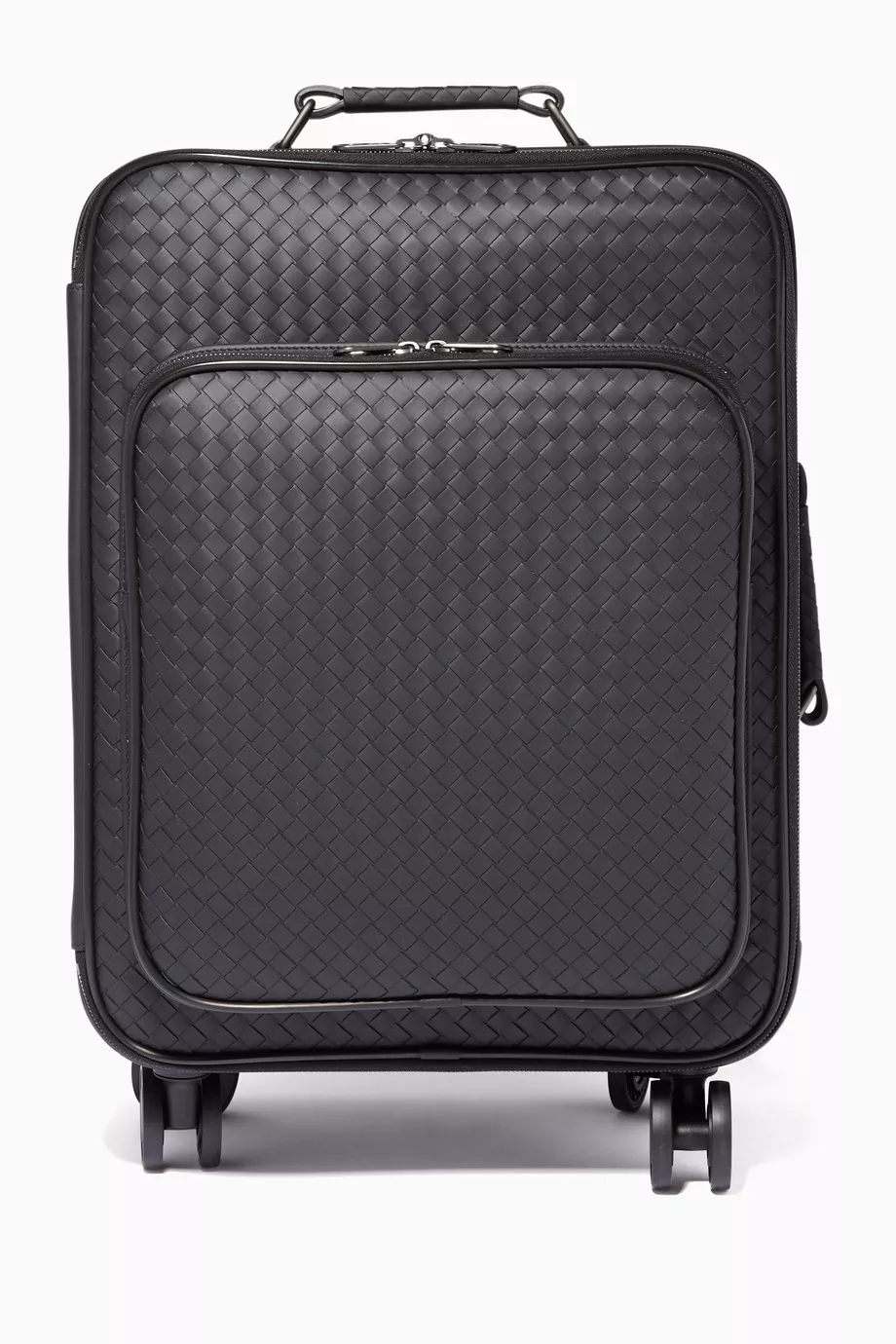Buy Bottega Veneta Black Black Intrecciato Trolley Suitcase Online ...
