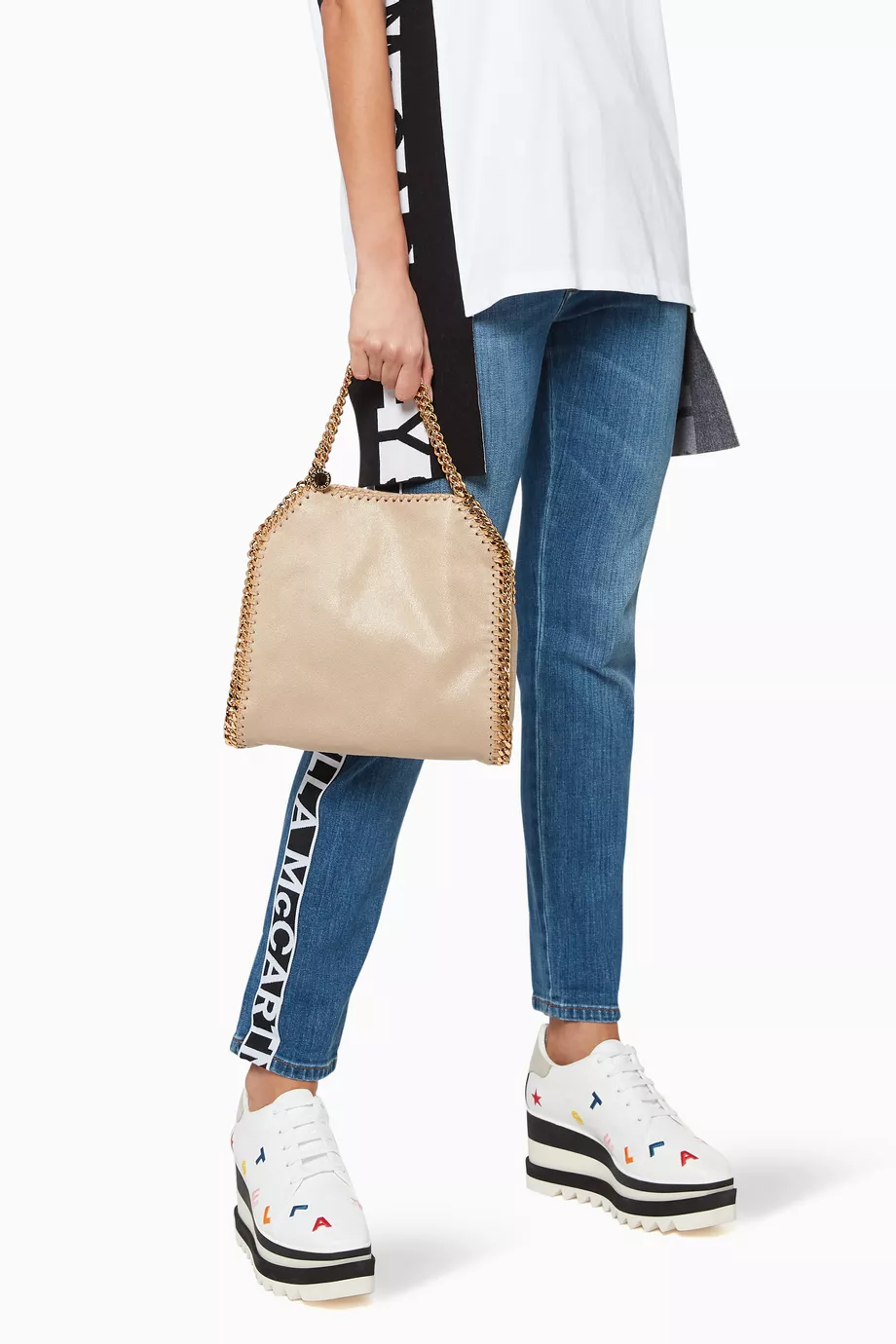 Stella mccartney falabella outlet shaggy deer small tote