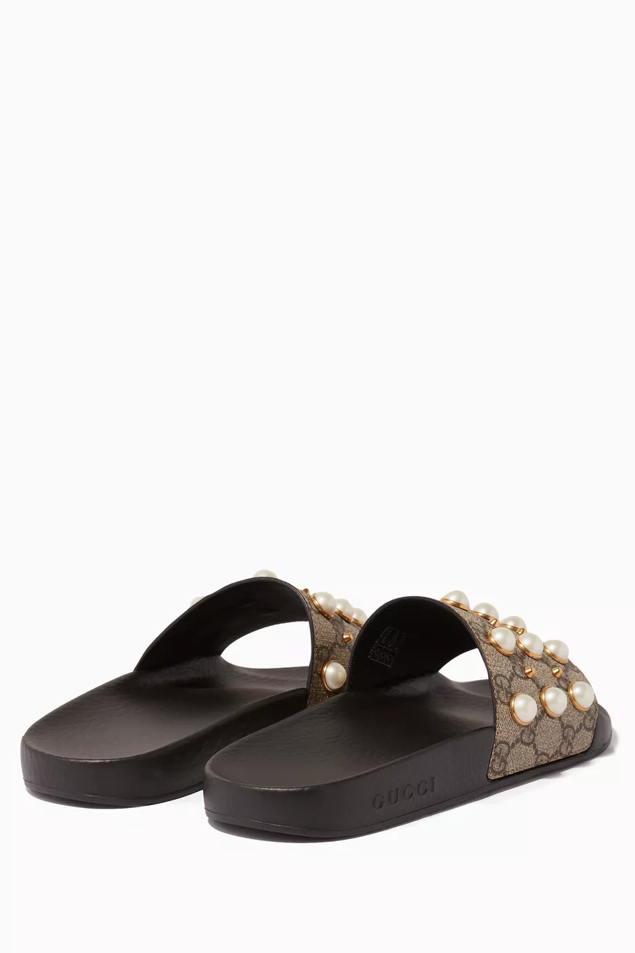 Buy Gucci Neutral Beige GG Supreme Pearl Slides for Women in Saudi