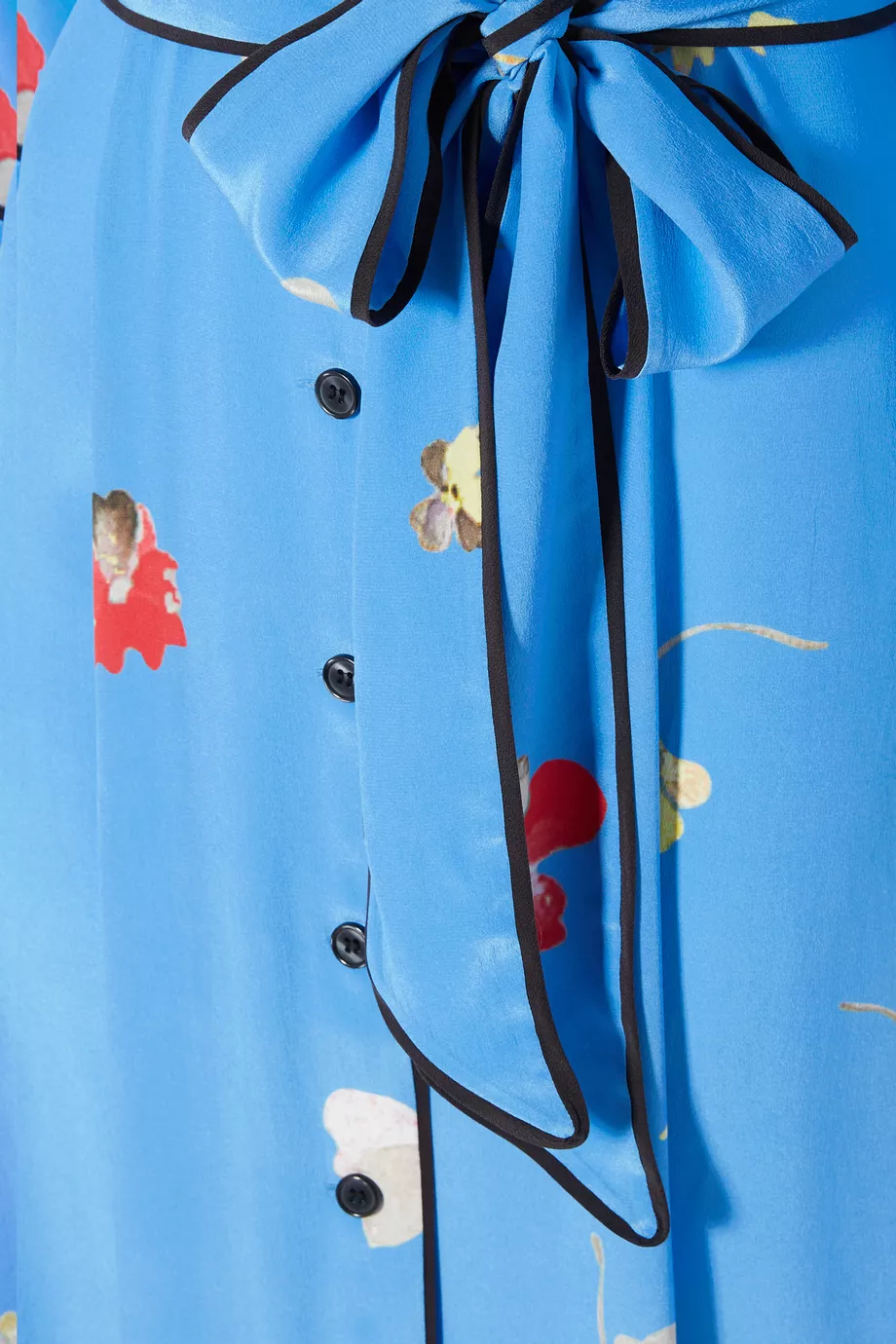 Buy Ganni Blue Blue Floral Printed Silk Joycedale Dress for Women
