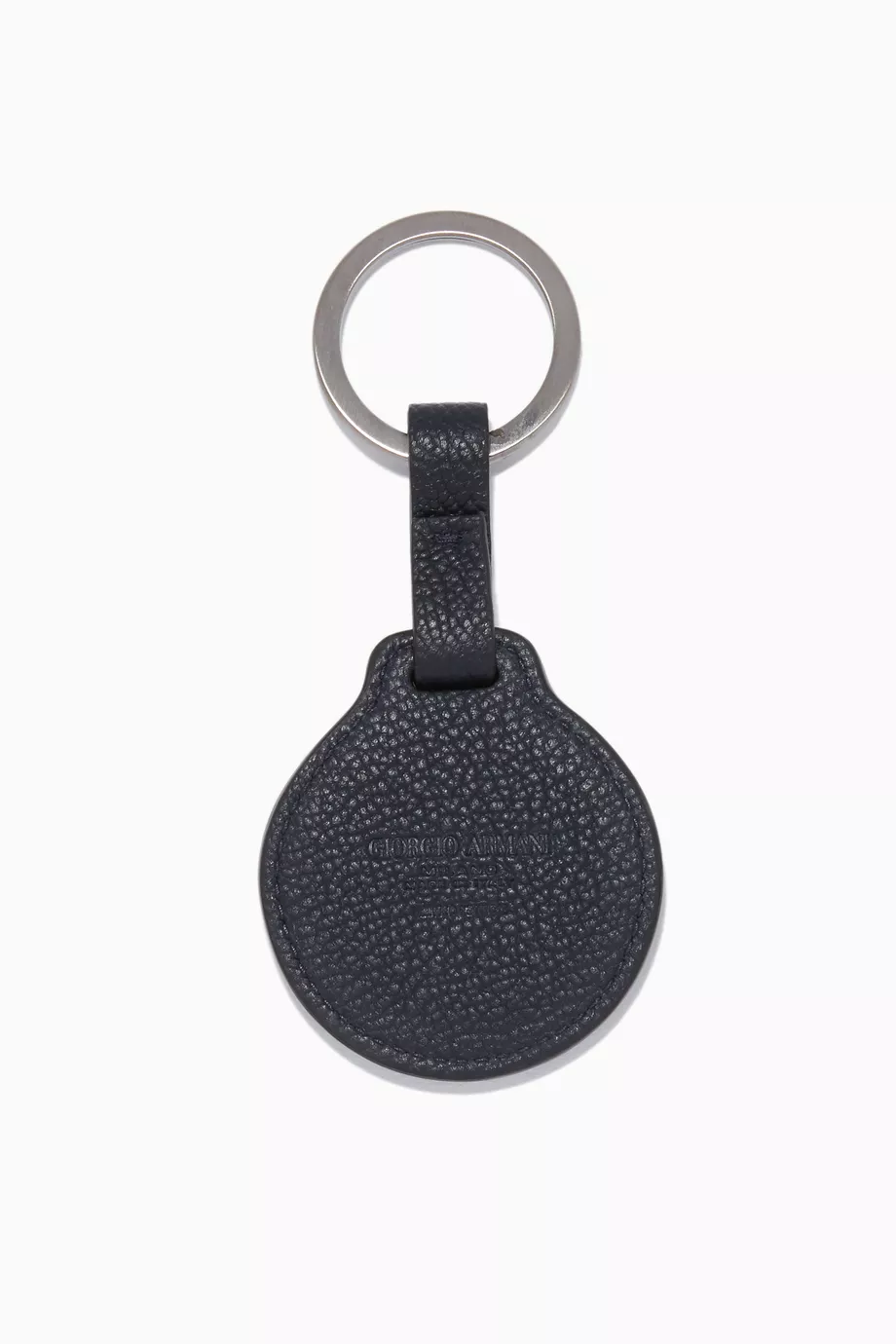 Buy Giorgio Armani Blue Grain Leather Key Ring Holder for Men in