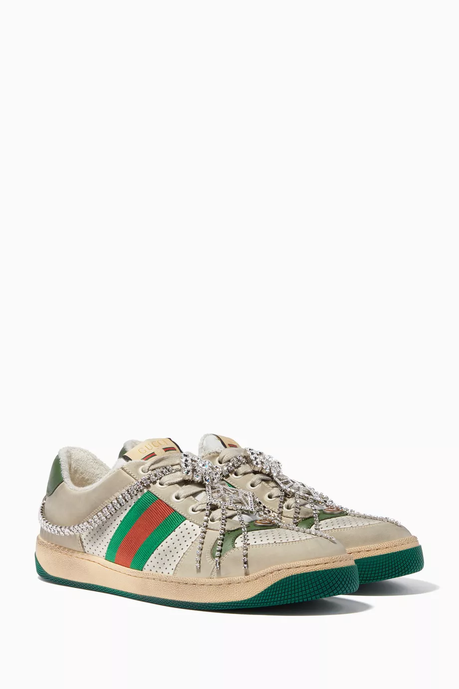 Buy Gucci White Sneakers with Crystal Chain for Women in Saudi