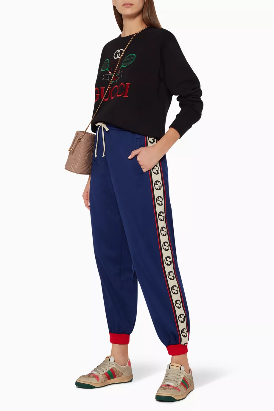 Buy Gucci Blue GG Logo Stripe Tracksuit Pants for Women in Saudi