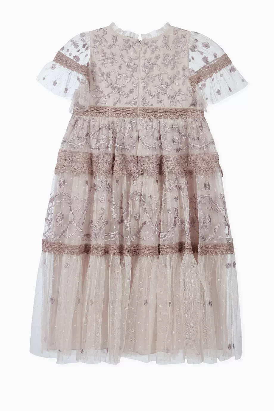 Young Girl Appliques Contrast Guipure Lace Mesh Hem Dress in Madina -  Children's Clothing, Vashwel Welbeck