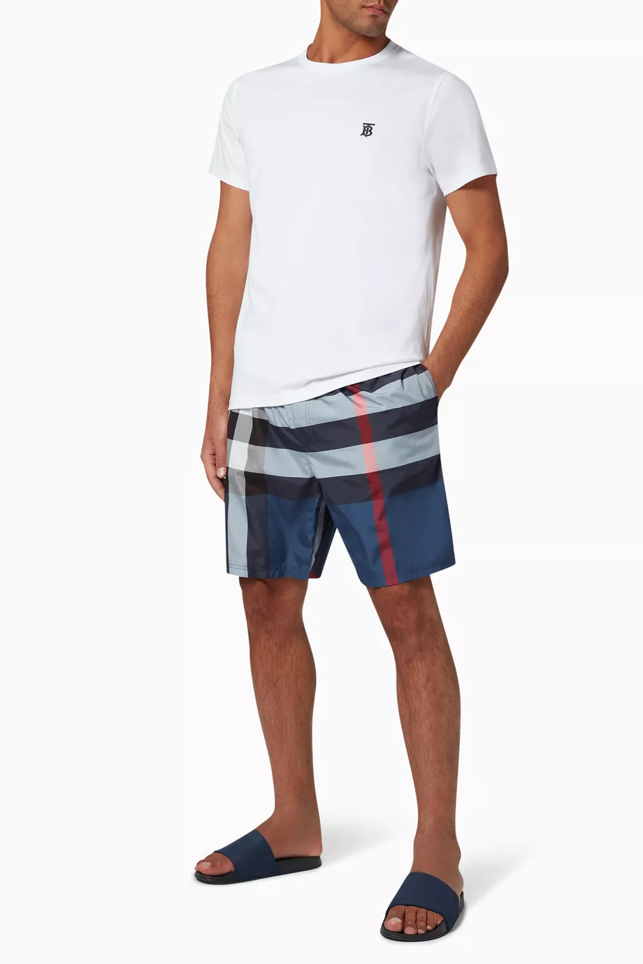 Burberry shorts mens blue hot sale