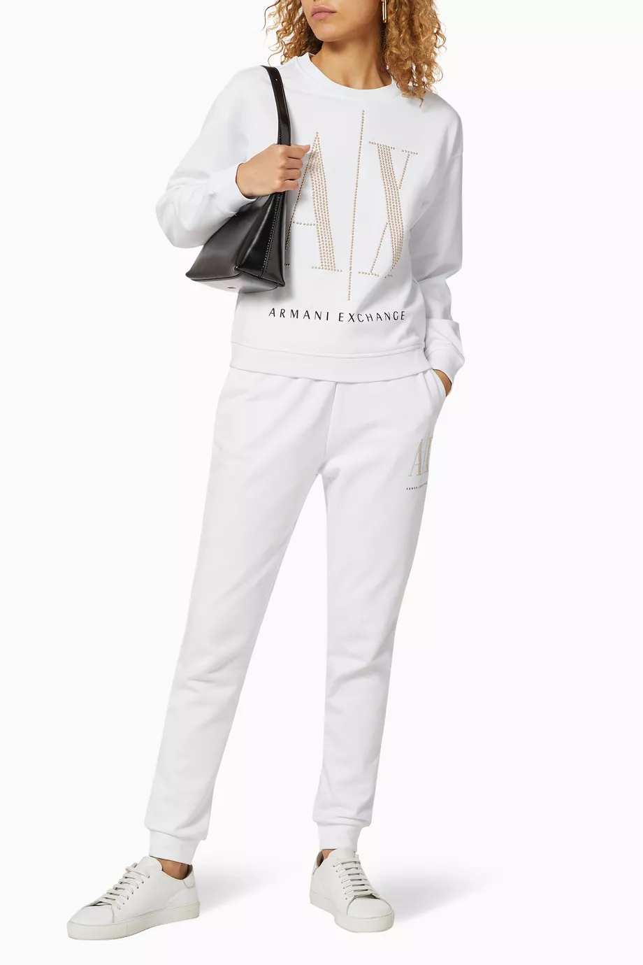 Buy Armani Exchange White Icon Logo Cotton Sweatshirt for Women in