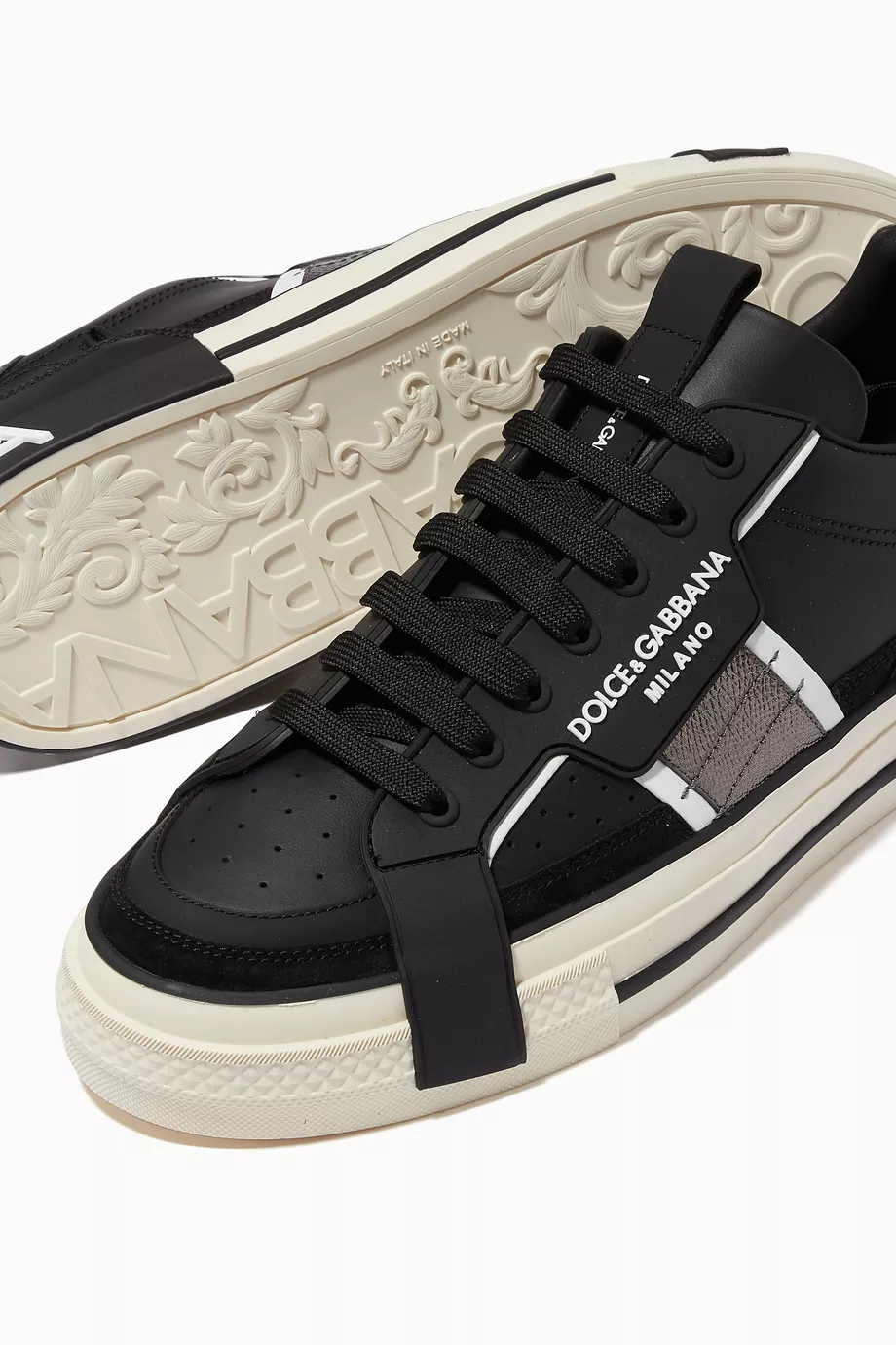 Buy Dolce Gabbana Black Custom 2.Zero Sneakers in Leather for