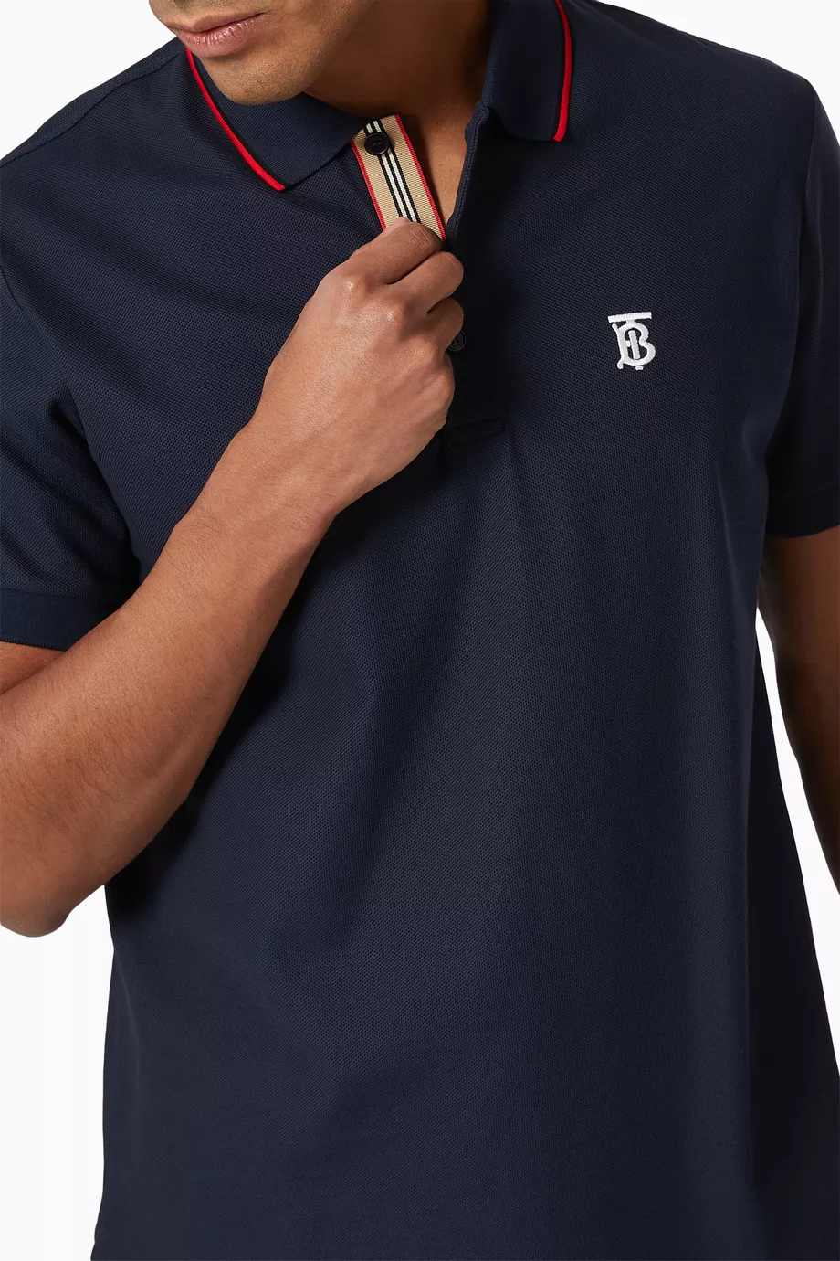 Icon stripe placket cotton piqué polo shirt hot sale