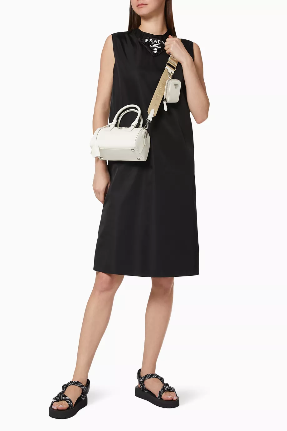 Buy Prada Black Triangle Logo Re Nylon Gabardine Dress for Women