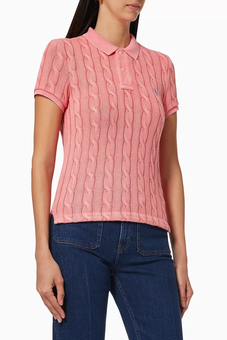 Ralph lauren cable hotsell knit polo shirt
