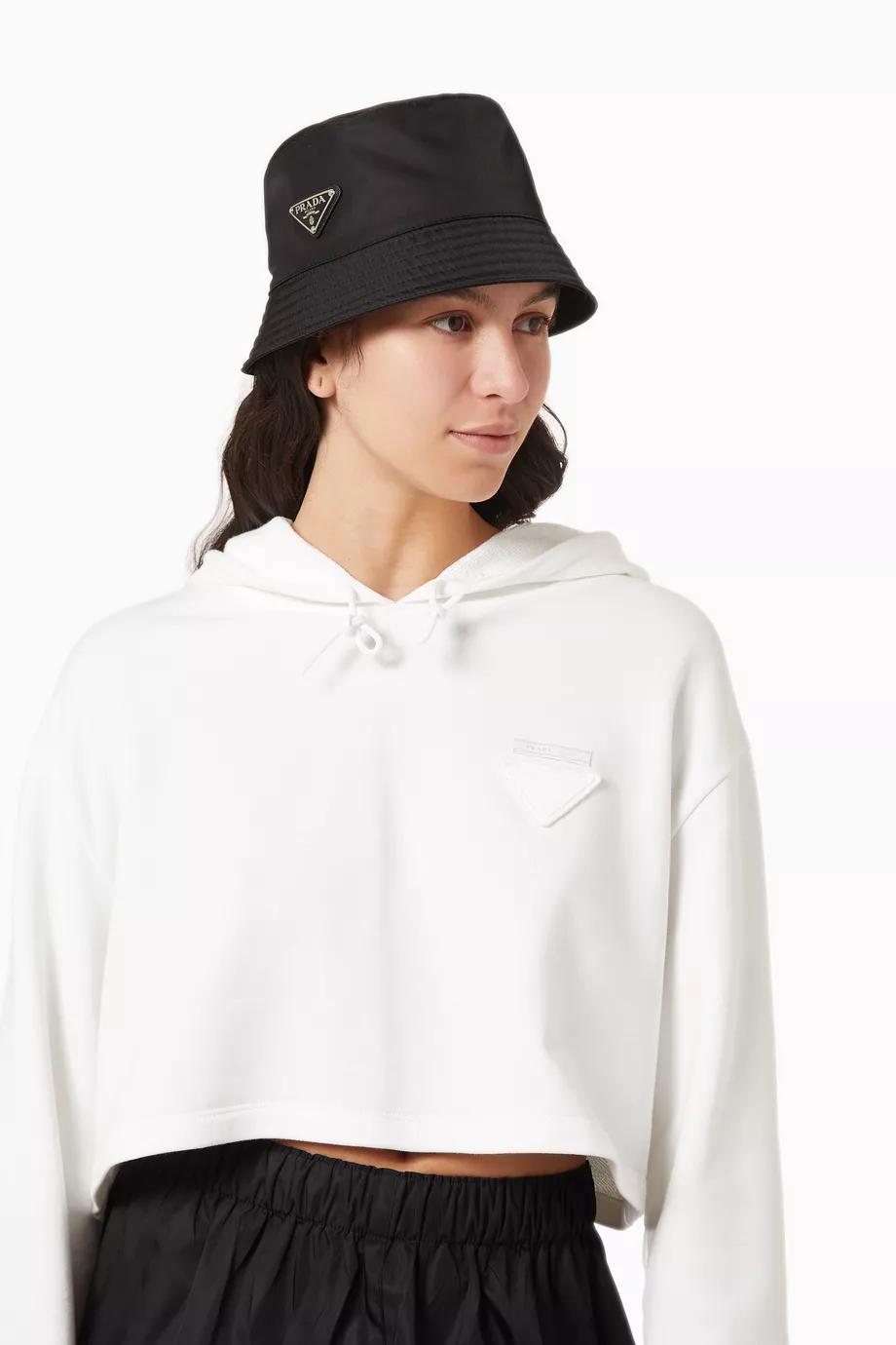 Buy Prada Black Triangle Logo Bucket Hat in Re Nylon for Women in