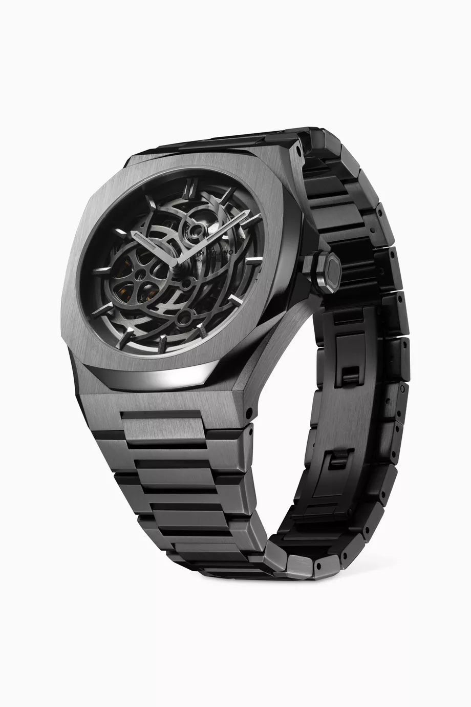 Buy D1 Milano Black Skeleton Mechanical Watch 41.5mm for Men in