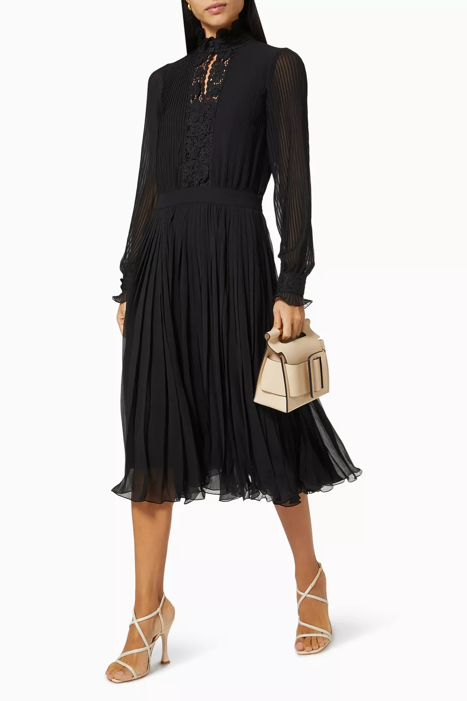 Pleated georgette hot sale dress ralph lauren