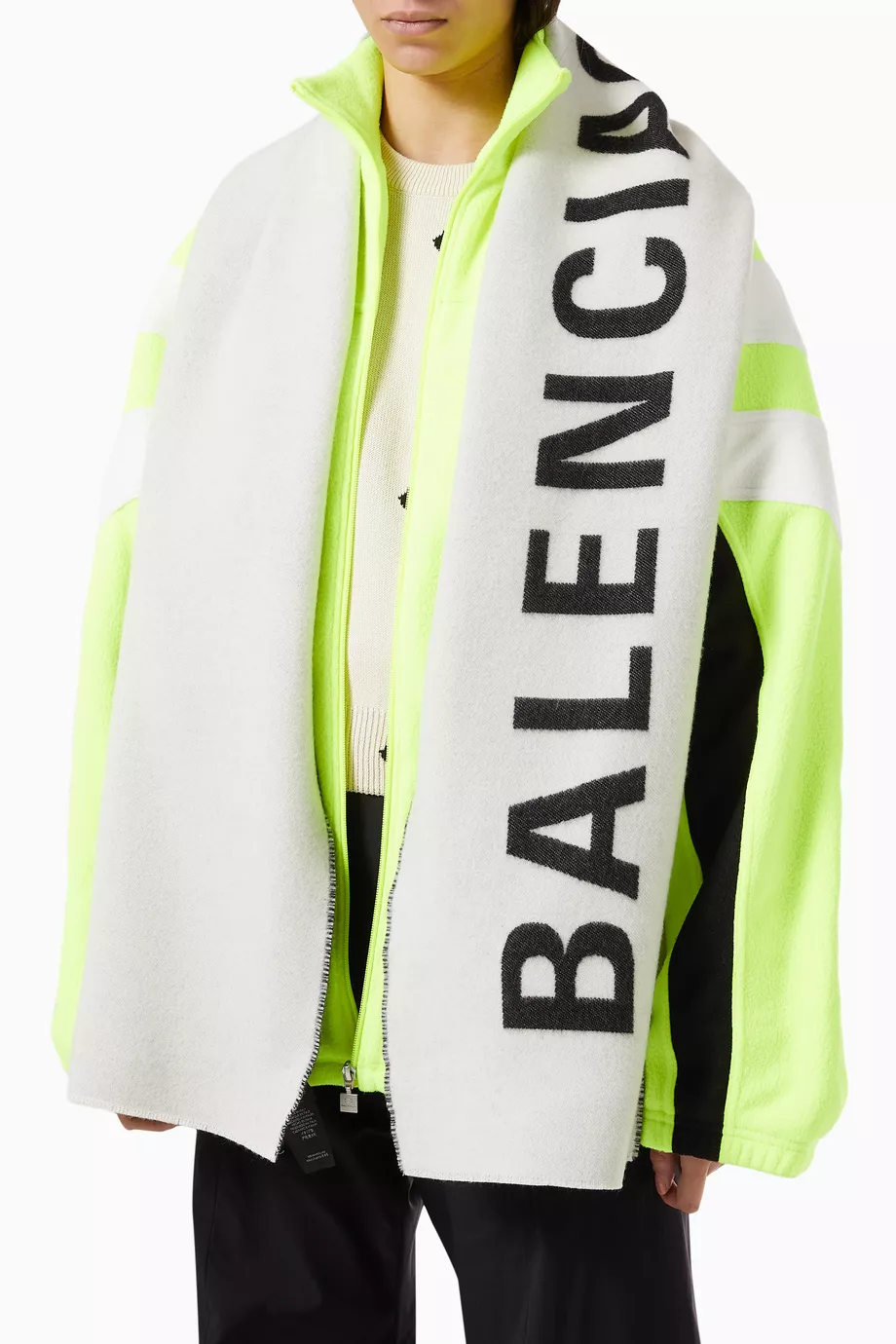 Buy Balenciaga White Scarf in Logo Jacquard Wool for UNISEX in