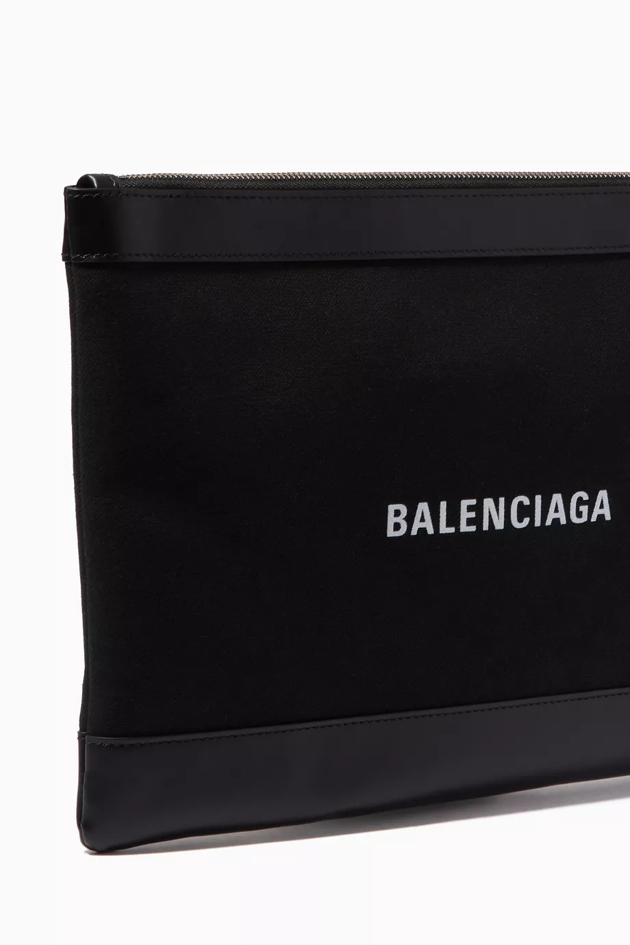 Buy Balenciaga Black Navy Clip Medium Pouch in Cotton Canvas