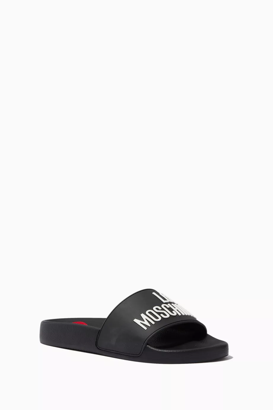 Moschino logo shop pool slides